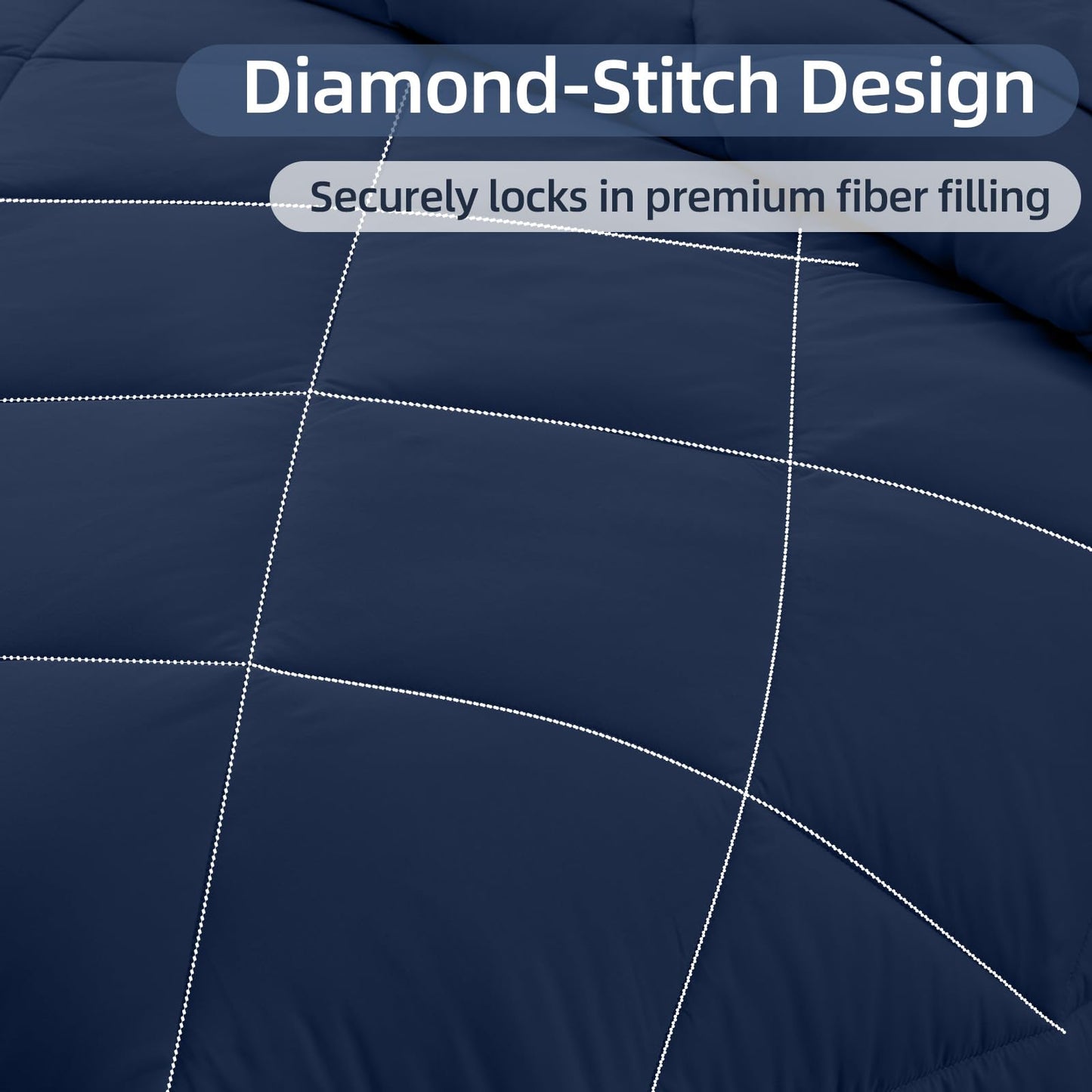 FUANNA 7 Pieces Queen Comforter Set, All Season Bed in a Bag Queen Size, Luxury Soft Bedding Sets with Comforter, Flat Sheet, Fitted Sheet, Pillowcases & Pillow Shams, Navy Blue