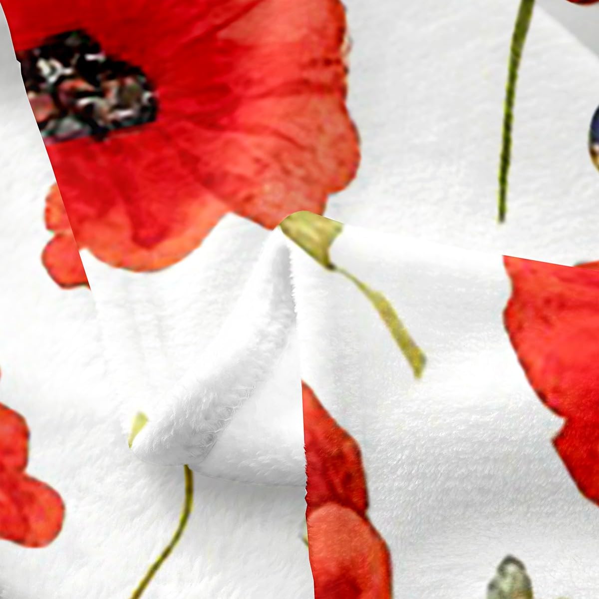 Feelyou Red Poppy Fuzzy Blanket Throw 50"x60" Floral Flower Blossom Printed Flannel Fleece Throw Blanket Botanical Branches All Season Bed Blanket Spring Garden Plush Blanket