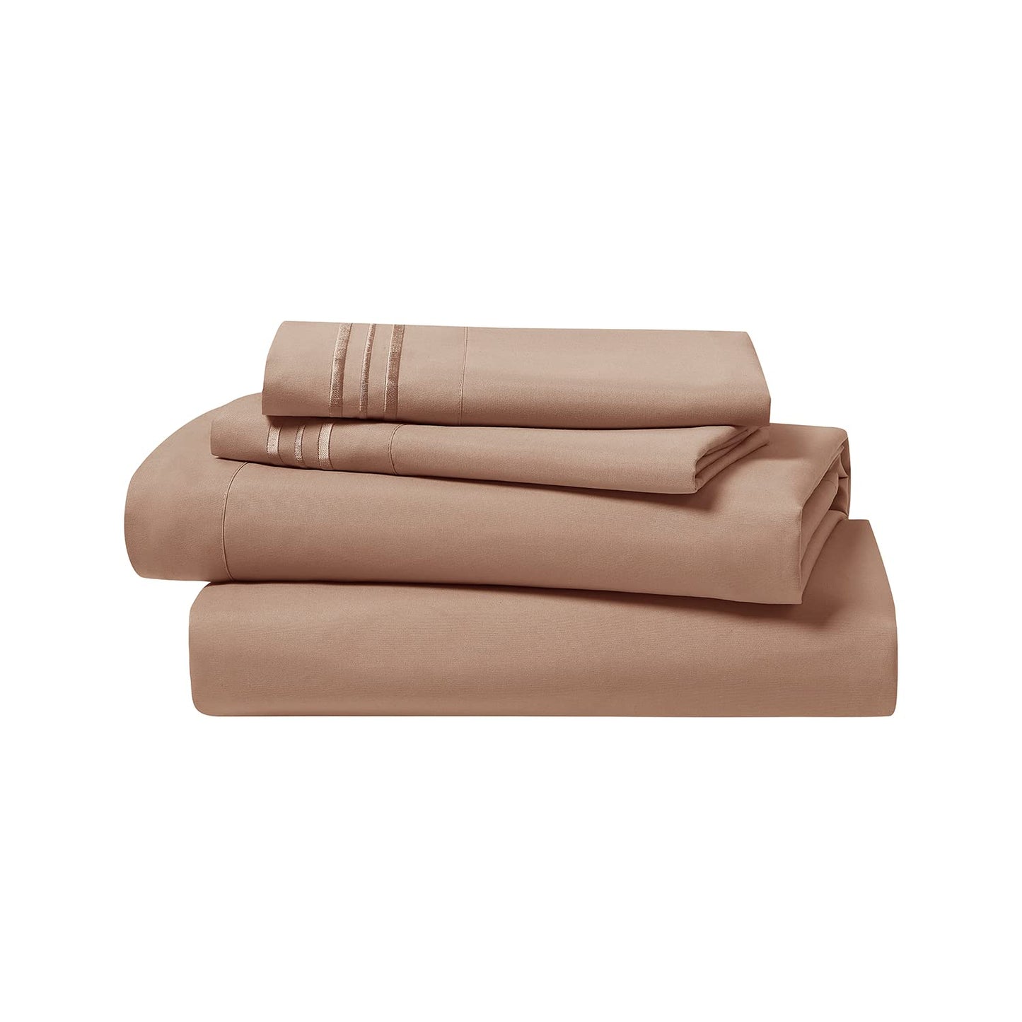 Clara Clark Bed Sheets, Premier 1800 Series 4 Piece Bed Sheet Set, Deep Pocket, Wrinkle, Fade, Stain Resistant, Luxury Soft Bedding Sheets & Pillowcases, King, Taupe Sand