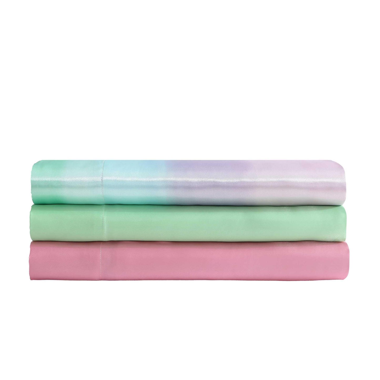 Betsey Johnson - King Bed Sheets, Satin Bedding Set with Matching Pillowcases, Wrinkle & Fade Resistant, Silky Smooth for Healthy Hair (Pastel Ombre Blue)