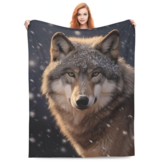 amepay Wolf Blanket Gifts for Women Men Girls Boys Snow Wolves Flannel Throw Blankets for Home Decor Couch Bed Sofa Soft Fuzzy Lightweight for All Season 60x50 Inches