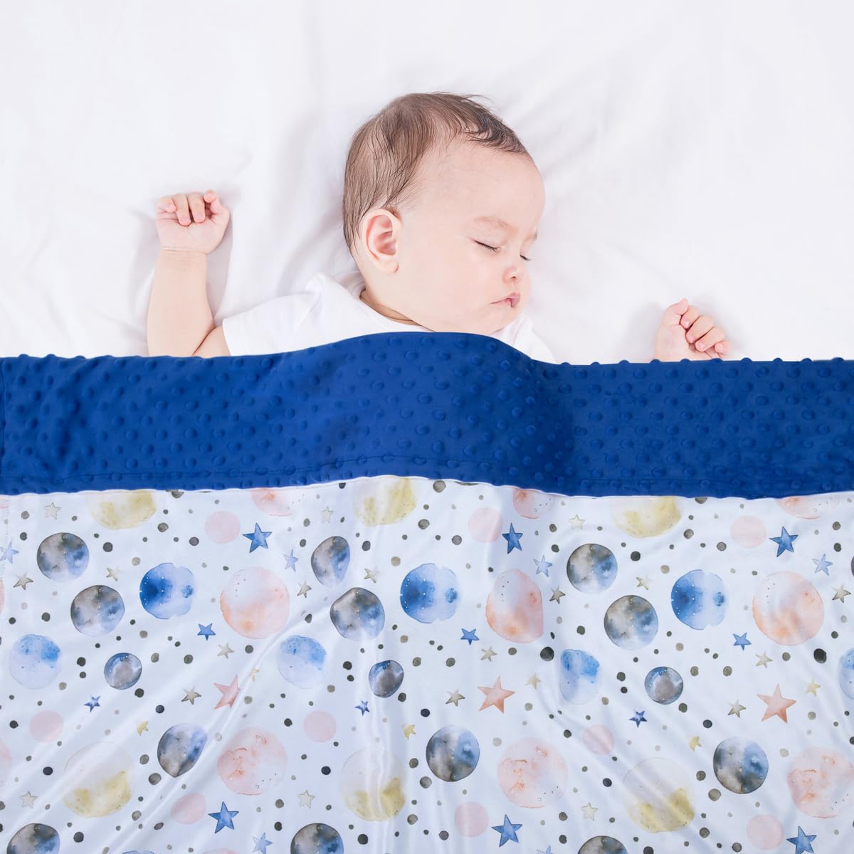 Donsonny Baby Blankets for Unisex Boys Girls, Super Soft Nursery Minky Blankets, 30 x 40 inch Outer Space Printed Bed Throws Newborn (Color Planet)