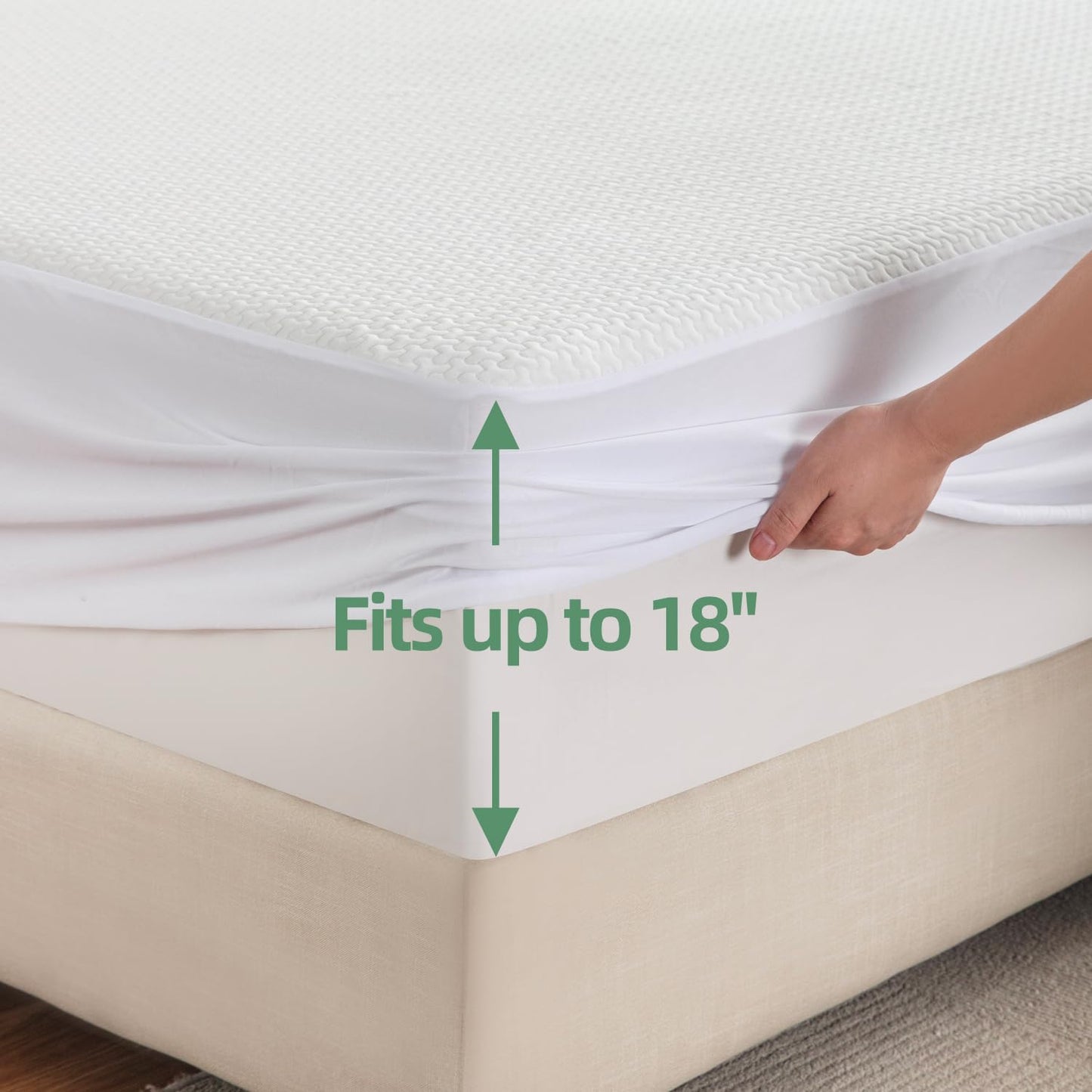 JOSOP Waterproof Mattress Protector Queen Size,3D Air Fabric Cooling Bed Cover Breathable Mattress Pad-Noiseless,Ultra-Soft Washable,Deep Pocket 8"-21" Mattress Cover