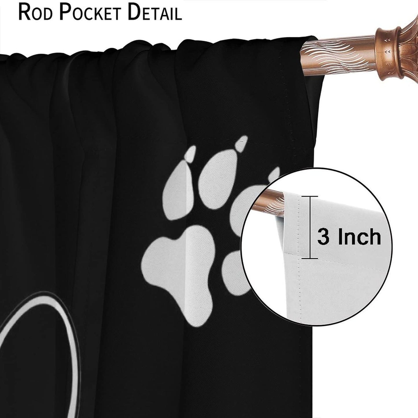 Kazynee Cute French Bulldog Rod Pocket Blackout Curtains for Bedroom - Black White Abstract Hand Painted Dog Paw Puppy Window Drapes,2 Panels 45L x 21W Thermal Insulated Room Darkening Curtains