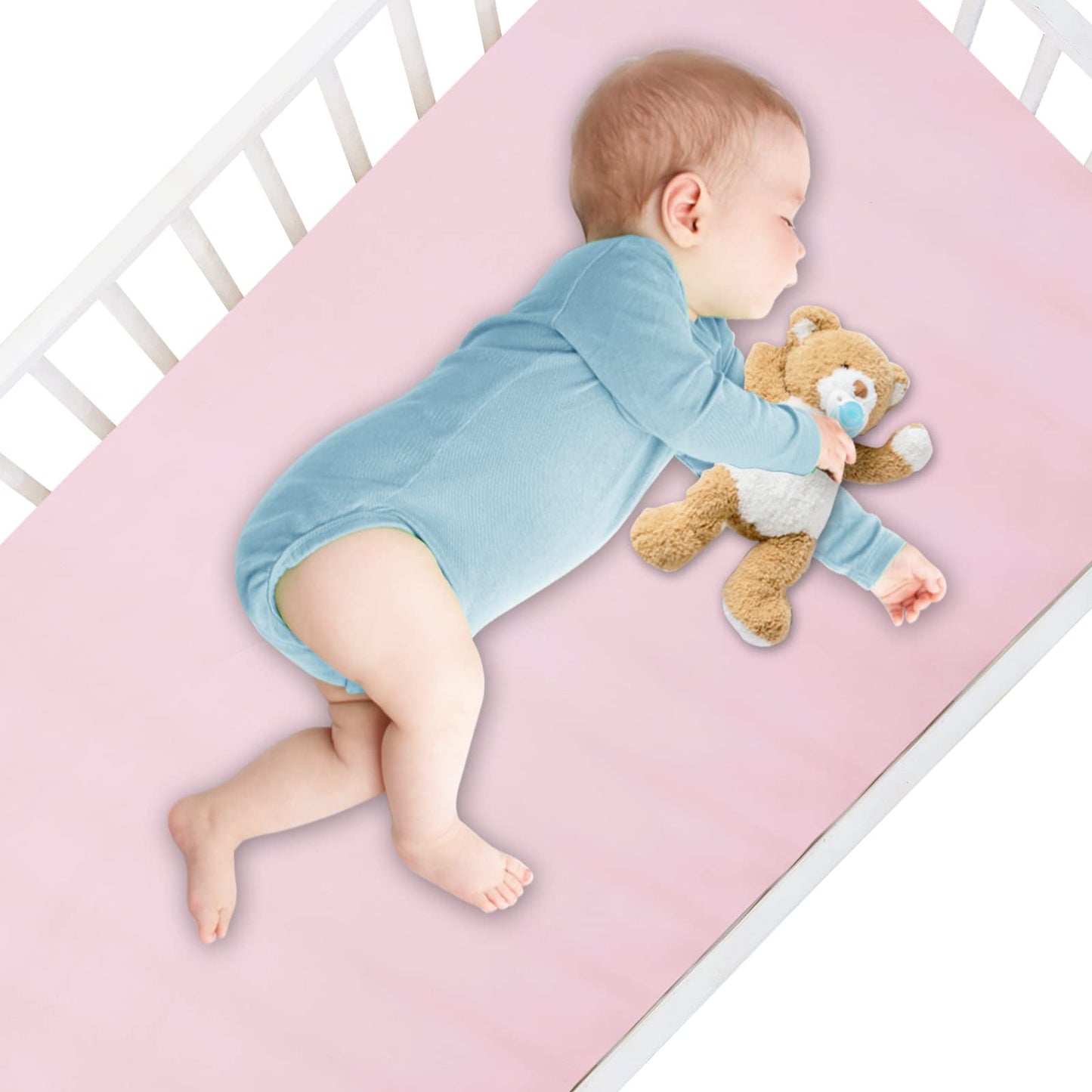 Crib Sheets Girl 2 Pack Set, 2 Pack Toddler Bed Sheets Set, Floral Print Fitted Crib Sheet for Standard Crib & Toddler Mattress, Size 28 x 52 inches, Pink N Floral