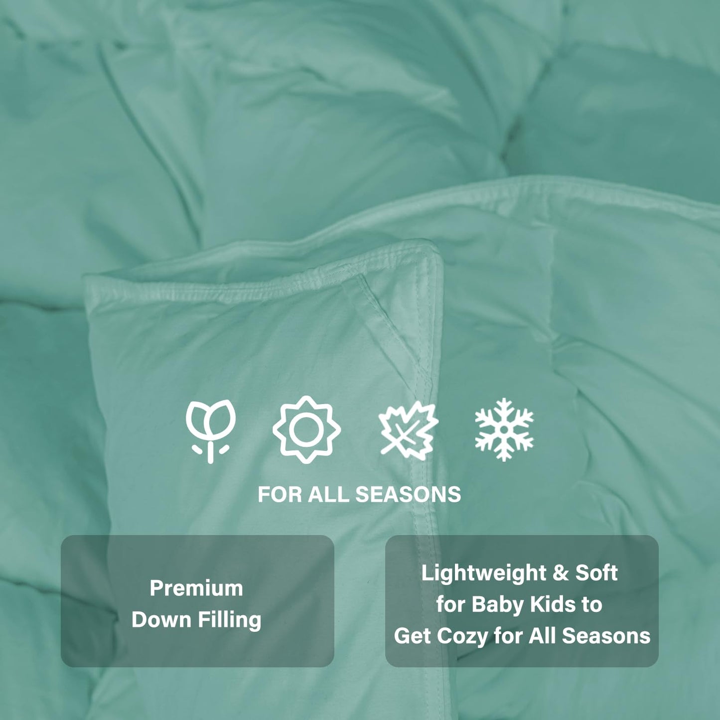 zzlamb Warm Baby Quilt Crib Comforter Small Duvet Insert, Toddler Down Comforter Kids Crib Down Throw Blanket, Lightweight Soft Brushed Noiseless Shell Down Proof Machine Washable, Aqua 41x48in