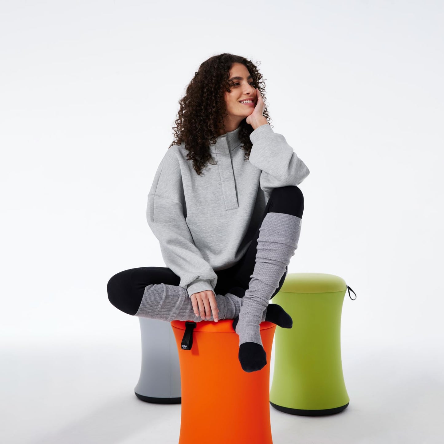 TopJob Boba Chair Stylish Active Wobble Stool, ADHD Chair, Improves Posture and Focus, Ergonomic with Height Adjustable Stool for Adults Children for Home Office, Study Room (Lime Green)