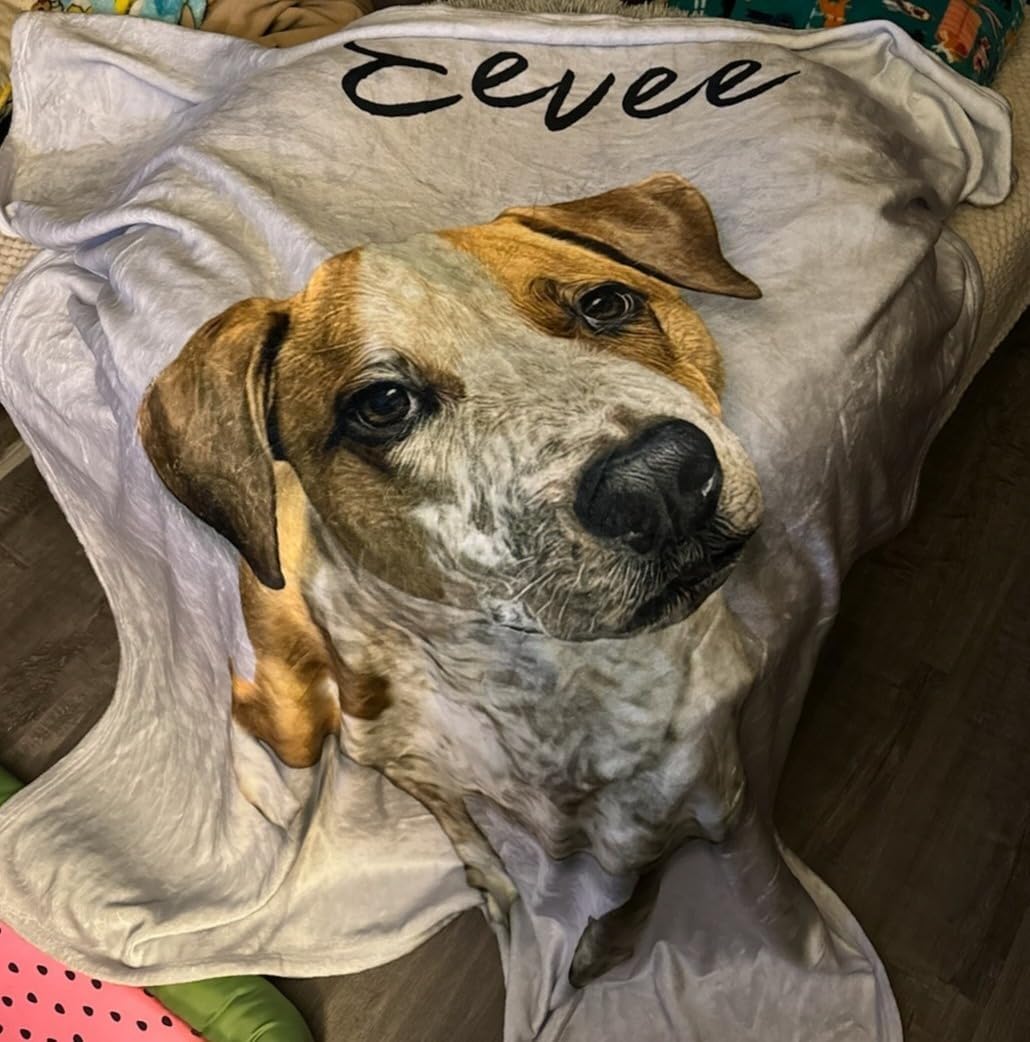 Pamaheart Custom Dog Face Blankets, Personalized Pet Photo Blanket, Fleece Dog Blankets, Customized Photo Throws, Dogs Dad Gifts, Pet Lover Gifts, Memorial Gift /1