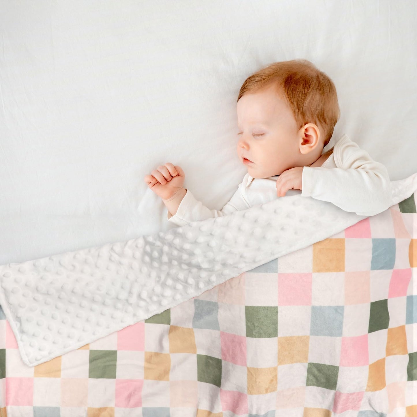 DILIMI Baby Blanket, Soft Warm Newborn Toddler Minky Plush Dot Blanket for Girl and Boy Unisex (40×30 in), Colorful Checkered
