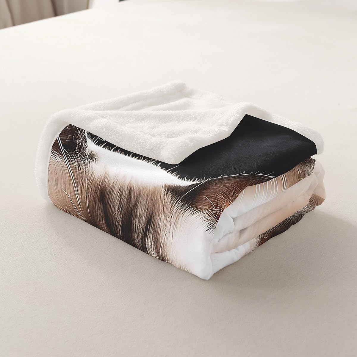 Feelyou Cute Cat Sherpa Blanket Siamese Cat Fleece Throw Blanket Girls Cartoon Pet Cat Plush Blanket Lightweight Microfiber Fuzzy Blanket for Sofa Bed Couch 50" x 60"
