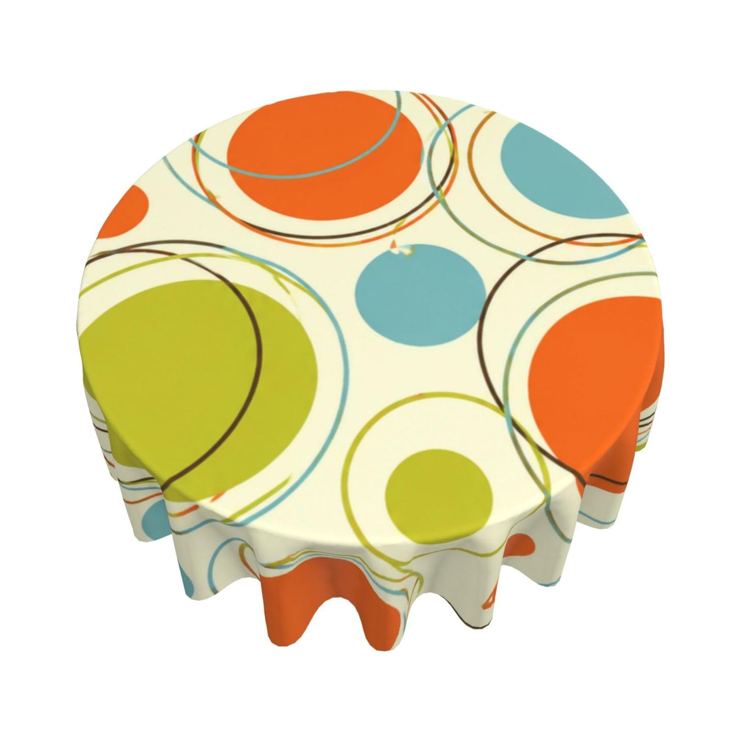 KUOAICY Retro Mid Century Tablecloth Abstract Round Table Cover Washable for Home Kitchen Dining 60 Inch