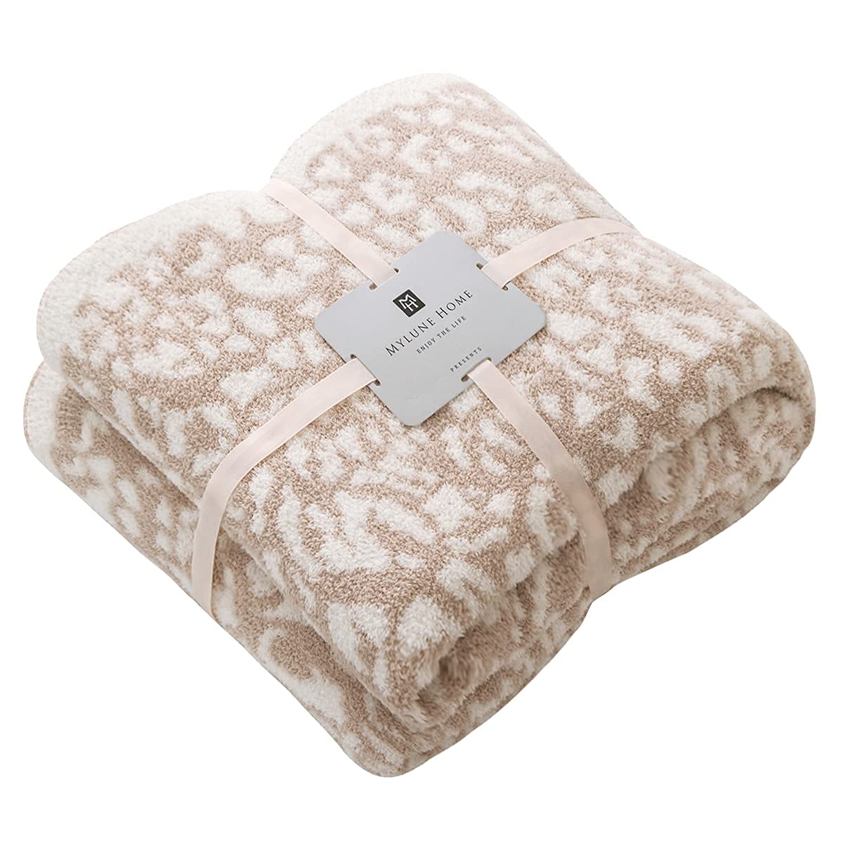 MH MYLUNE HOME Ultra Soft Leopard Throw Blanket (50x60 inches) Microfiber Blankets Plush Warm Reversible Cheetah Blanket Leopard Pattern Throw for Couch Bed Sofa - Khaki, 50"x60"