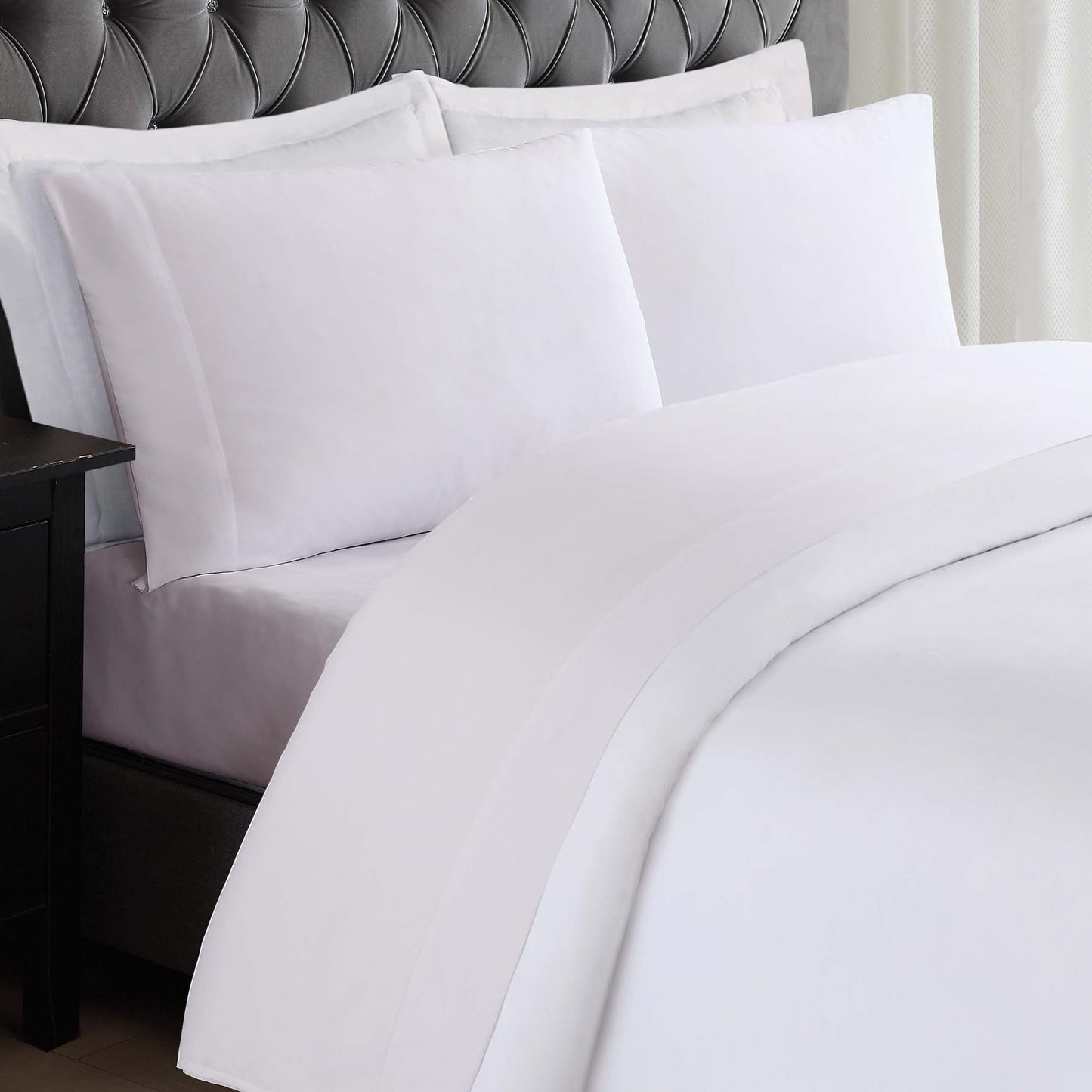 TRULY SOFT Everyday Sheet Set White Polyester 4-Piece King Sheet Set, Solid Color Themed, Adult Bedding, Oeko-TEX Certified