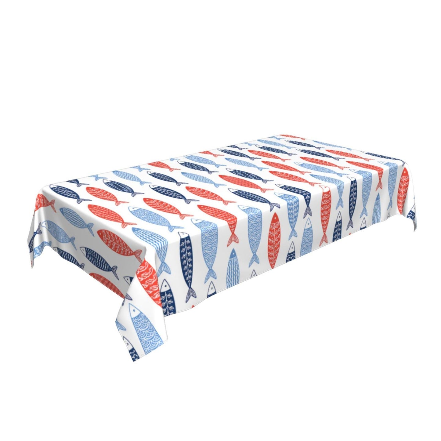 mutakin Fish Rectangle Tablecloth Washable Table Cloth 60x90 Inch Table Cover Waterproof for Decoration Kitchen Dining Room