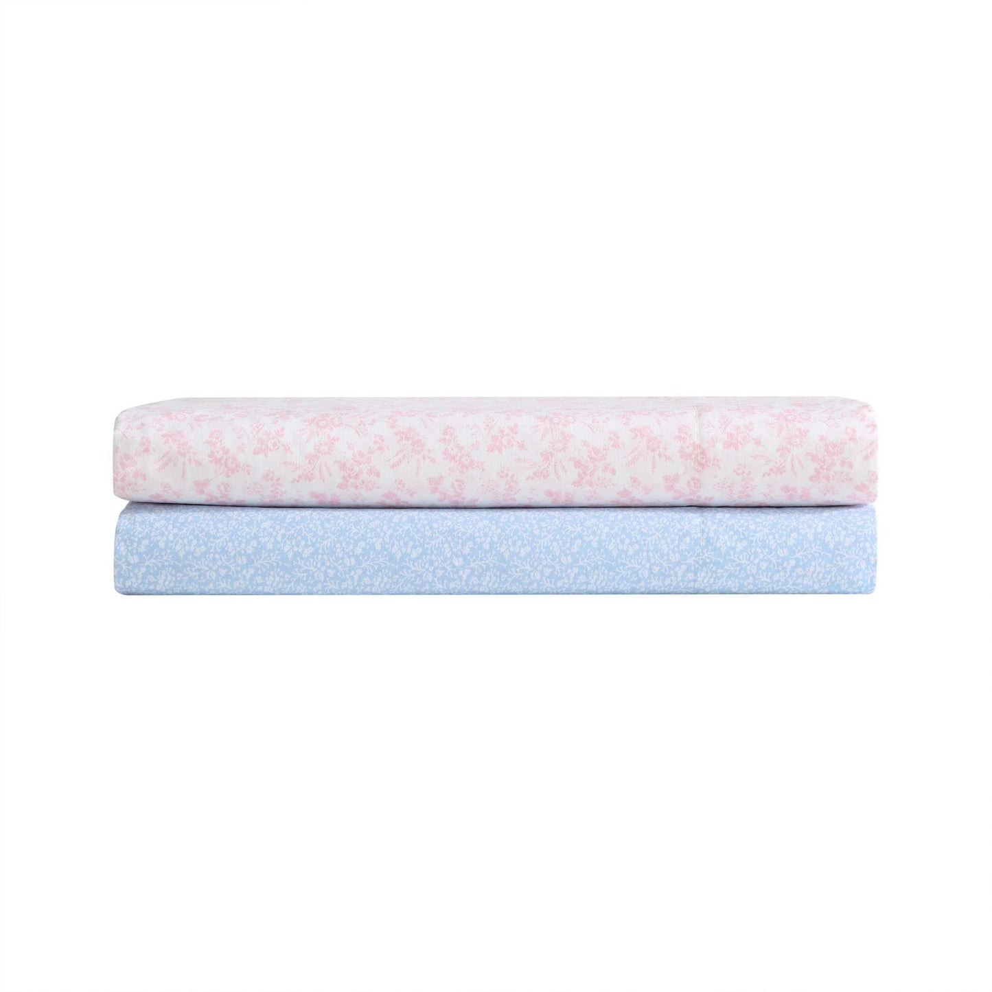 Laura Ashley – Twin Size Sheet Set, Crisp & Lightweight Cotton Percale Bedding with Fitted Sheet and Pillowcase, Floral Room Decor, Deep Pocket, College Dorm Room Essentials (Maeve Blue)