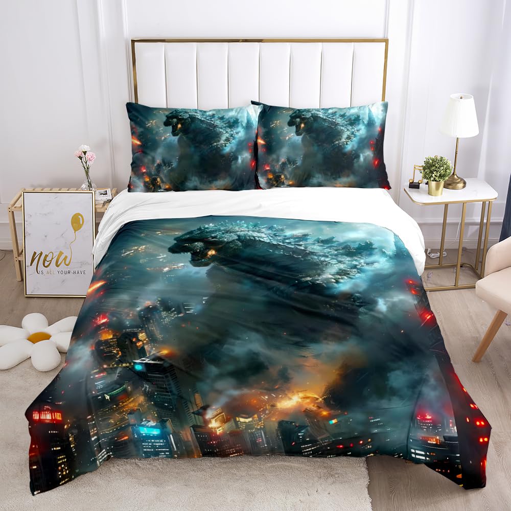 sonicpony Duvet Cover Set Boys Twin Full Size Dinosaur Comforter Cover 3 Pieces Bedding Set 1 Piece Quilt Cover with Zipper Closure 2 Pieces Pillow Shames for Kids Men No Comforter (Dino37, Twin)