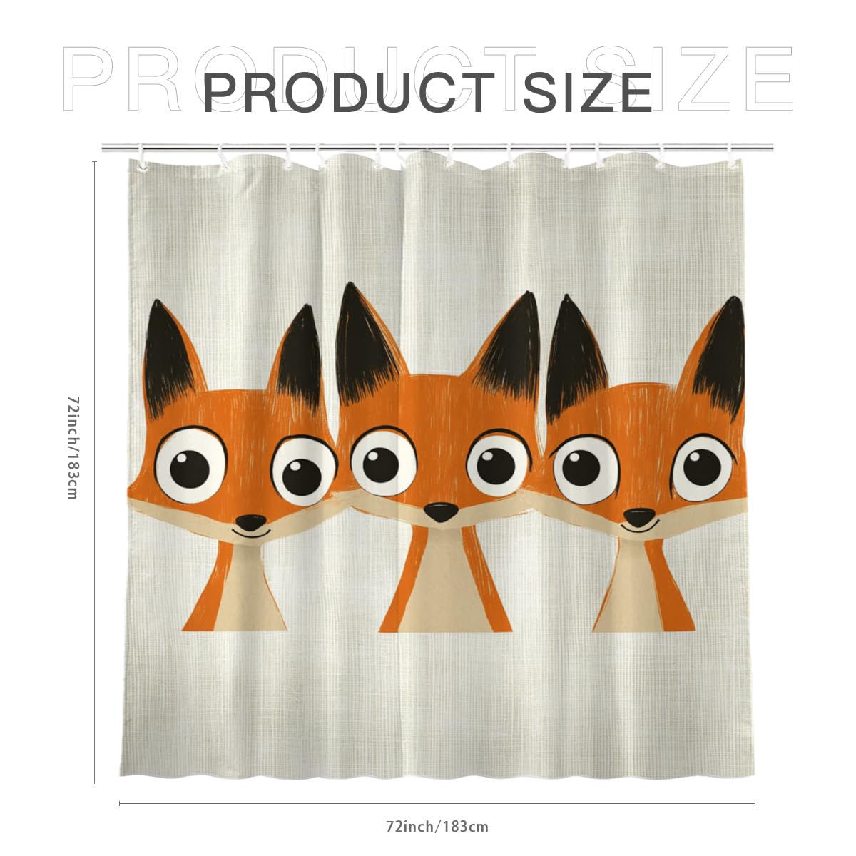 KEEPAEON Funny Fox Bath Shower Curtain, Bathroom Curtain Washable Cloth Kids Shower Curtain Sets with 12 Hooks for Bathroom Decor, 72"x72"