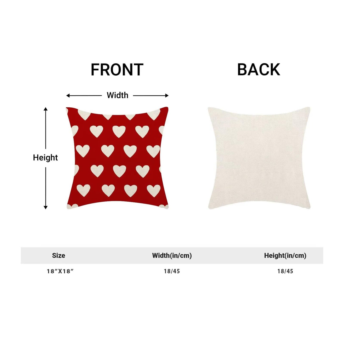 AEIOAE Valentines Pillow Covers 18x18 Inch Set of 2, Red Love Hearts Throw Pillows Farmhouse Linen Love Hearts Pillow Case for Sofa Bedroom Living Room Indoor Outdoor