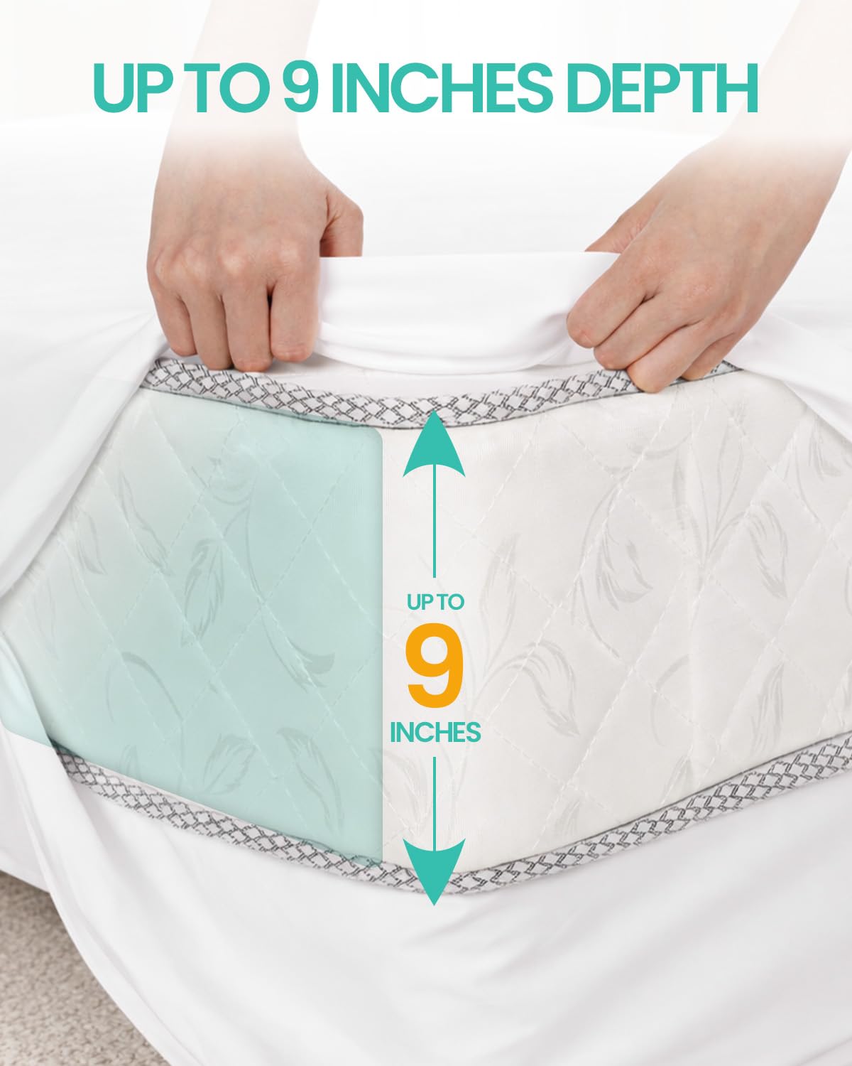 WINKAURA Premium Waterproof Mattress Cover Twin XL 2 Pack, Zippered Mattress Protector, 9 Inch Deep, 6-Sided Mattress Encasement - White