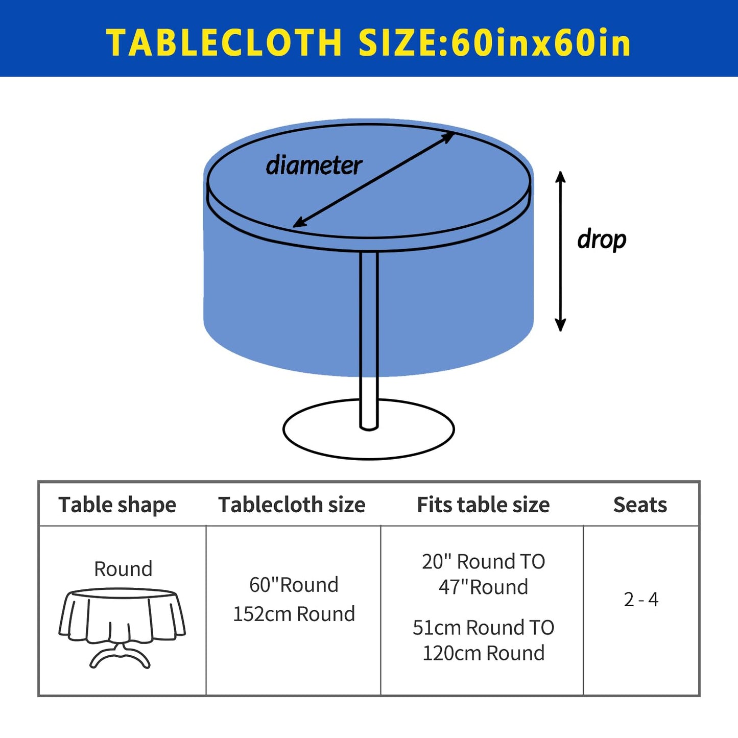 Maytycroo Spring Summer Lemon Table Cloth 60x60 Inch Waterproof Washable Lemon Round Tablecloth Spring Summer Table Decor for Dining Holiday Party