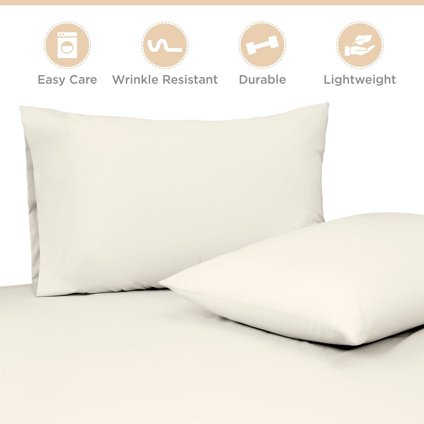 Color Remedy King 4-Piece Bed Sheet Set – Soft, Lightweight, Wrinkle-Resistant Fabric – Durable, Breathable, Easy Care Sheets with Deep Pockets – Ivory