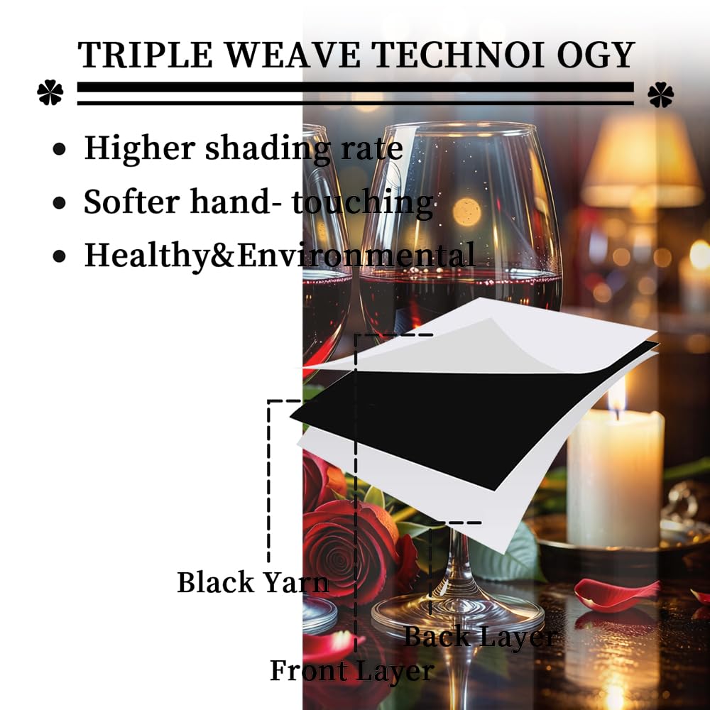 KuracleGH Romantic Valentines Day Wine Rod Pocket Curtains-Aesthetics Floral Red Rose Blackout Curtains & Drapes for Bedroom,Fashion French Wine Glass Window Curtain,2pcs,Each 21“W x 45”L