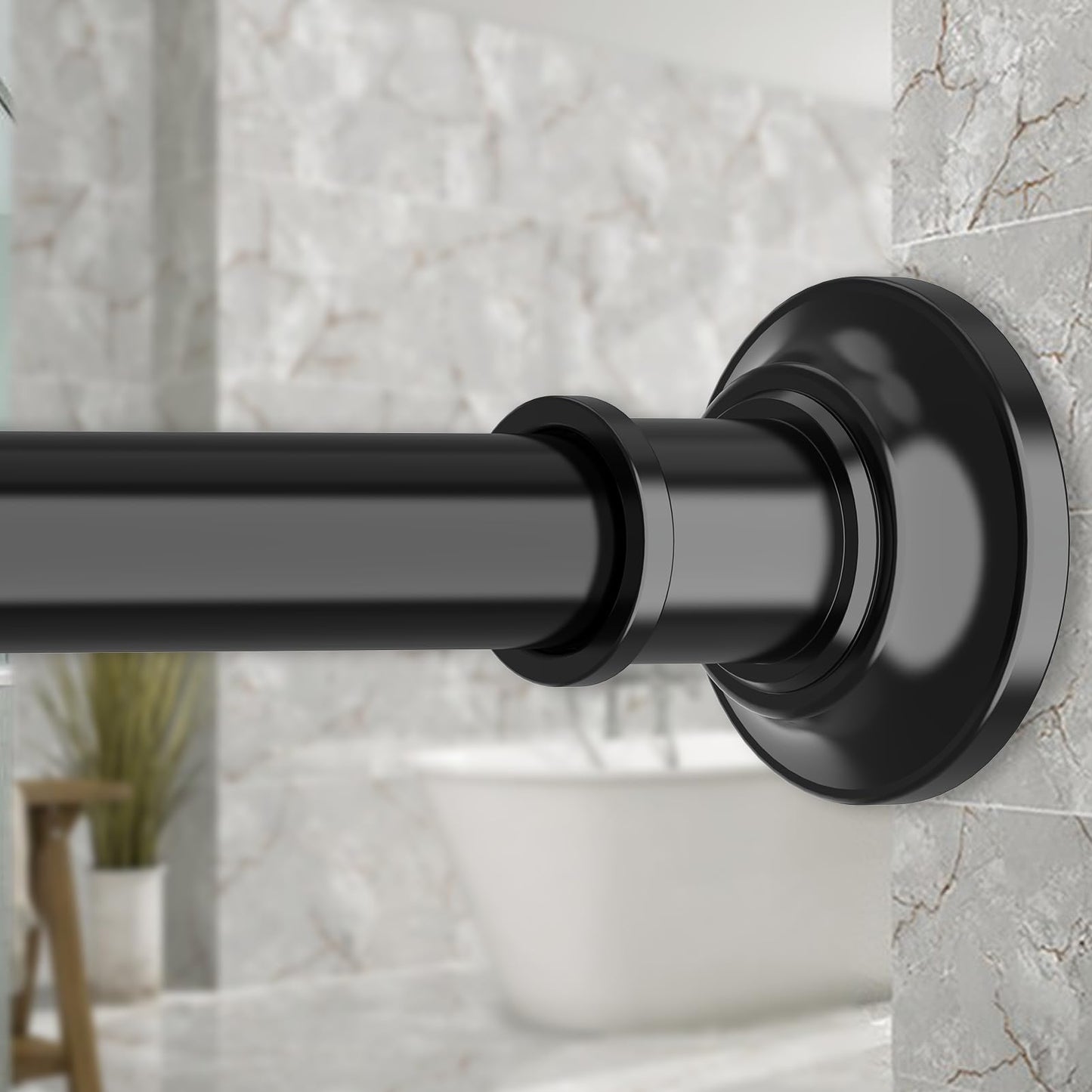 Haryaers Black Long Curtain Rod Tension Shower Curtain Rods 30 to 120 inch Adjustable Spring Heavy Duty Rods for Bathroom Windows Outdoor No Drill No Slip Spliced and Telescopic Design