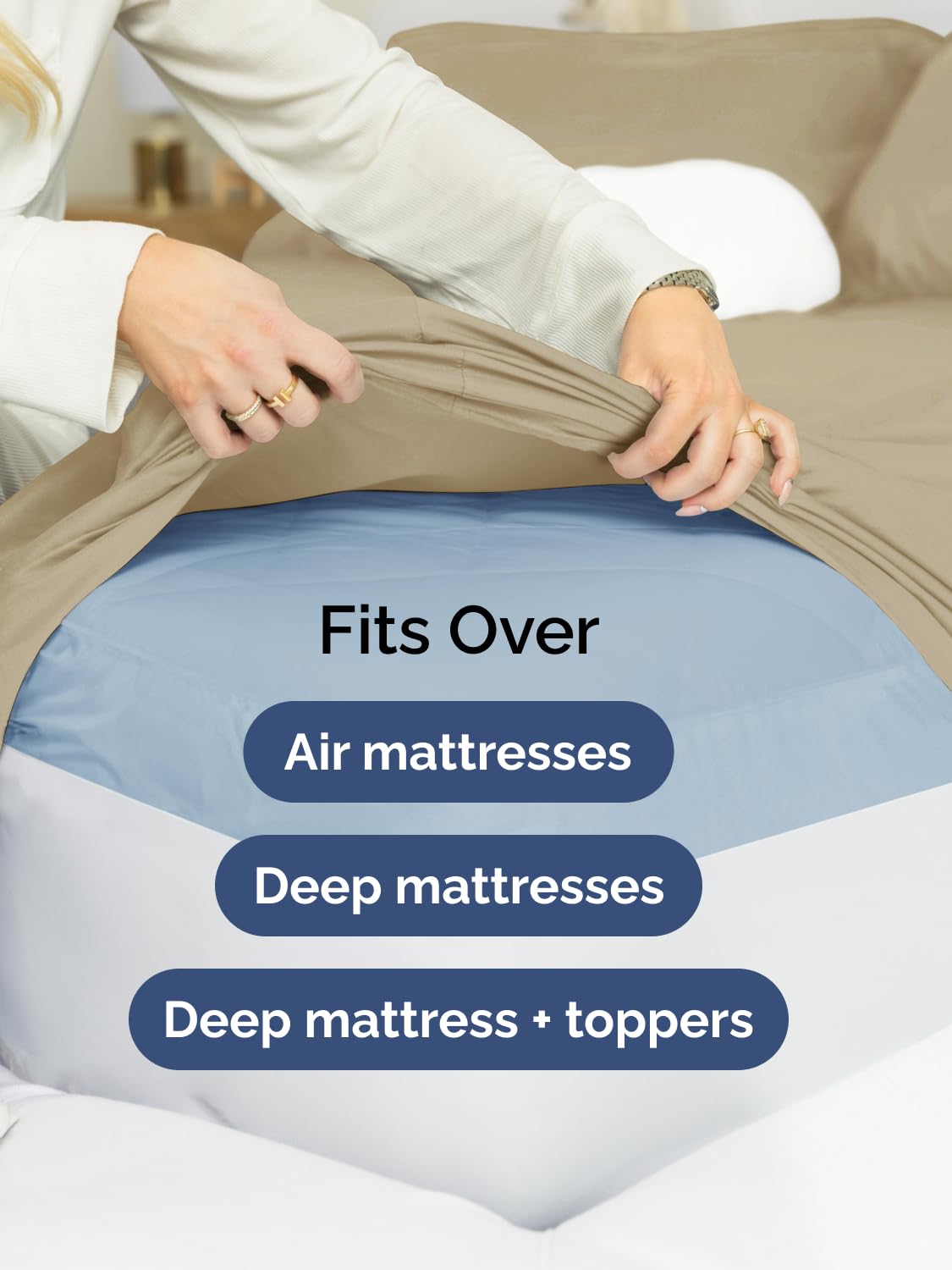 Extra Deep King Sheet Set - 6 Piece Breathable and Cooling Sheets - Hotel Luxury Bedding for Women, Men, Kids & Teens - Easy & Secure Fit - Soft, Wrinkle Free and Comfy - Extra Deep Pockets - Beige