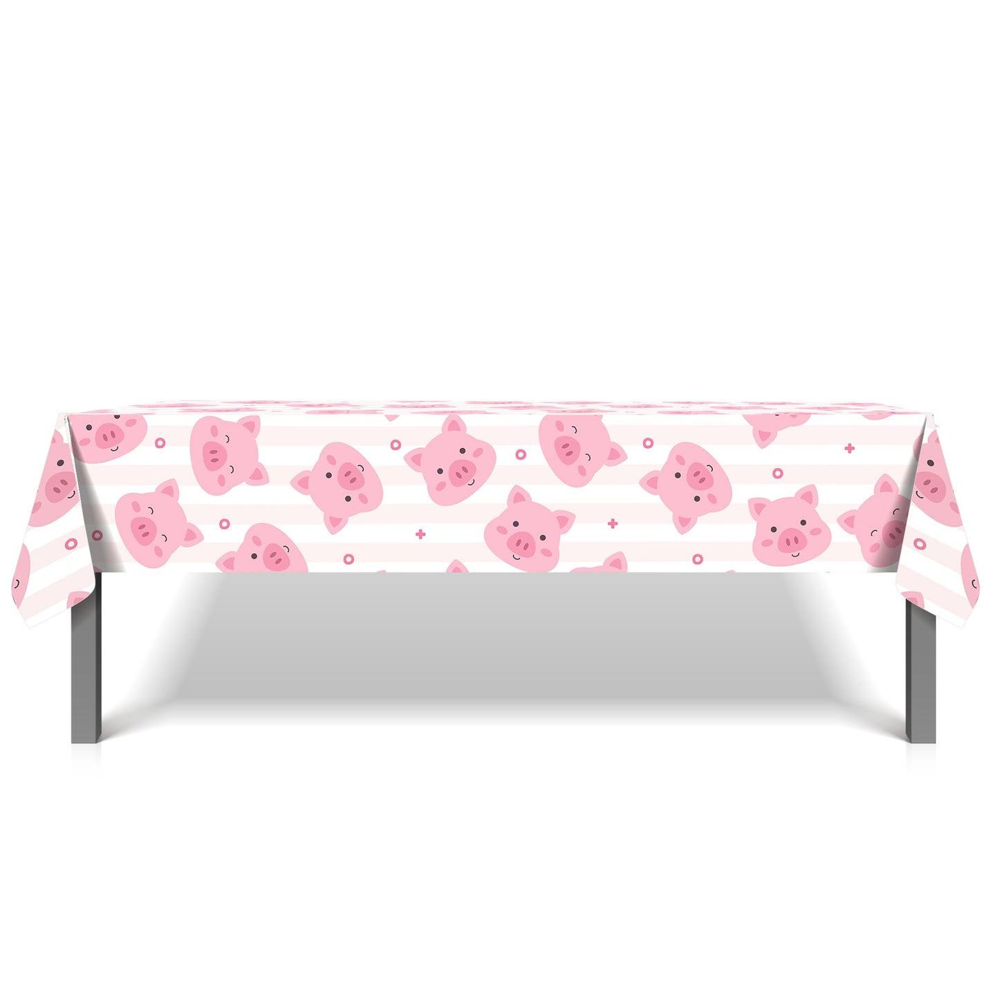 CC HOME 1Pc Pink Pig Party Plastic Tablecloth 54 x 87 Inch Farm Animal Long Rectangular Table Cover for Buffet, Cute Piggy Baby Shower Party Holiday Dinner, Picnic Tablecloth for Kitchen Event Use