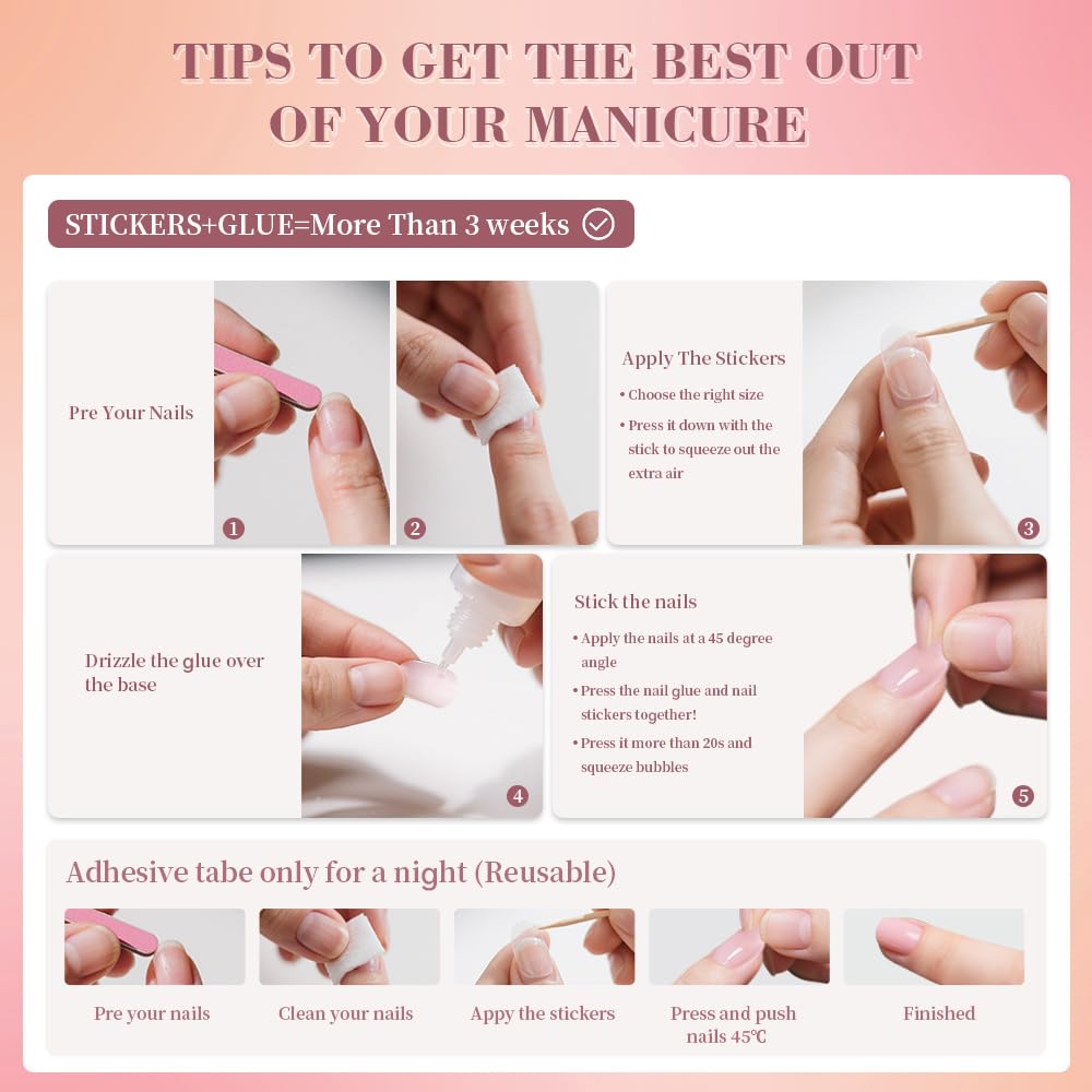 Stbisen French Press On Nails Short Square, Nude Fake Nails with White French Tip and Minimalist Purple and Gold Line Design, Glossy Gel Acrylic Nails, Natural Reusable Glue On Nails for Women, 30Pcs