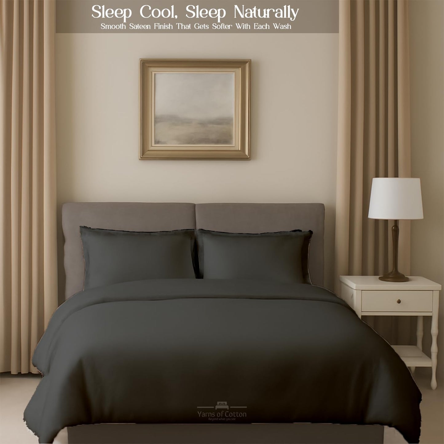 Sleeper Sofa Bed Sheet, 100% Cotton 400 Thread Count, 4 Piece Set, Deep Pocket Fitted Sheet, Soft Wrinkle Free & Breathable, Luxury Hotel Quality, Fits Up to 6 Inch Mattress (Full, Dark Grey)