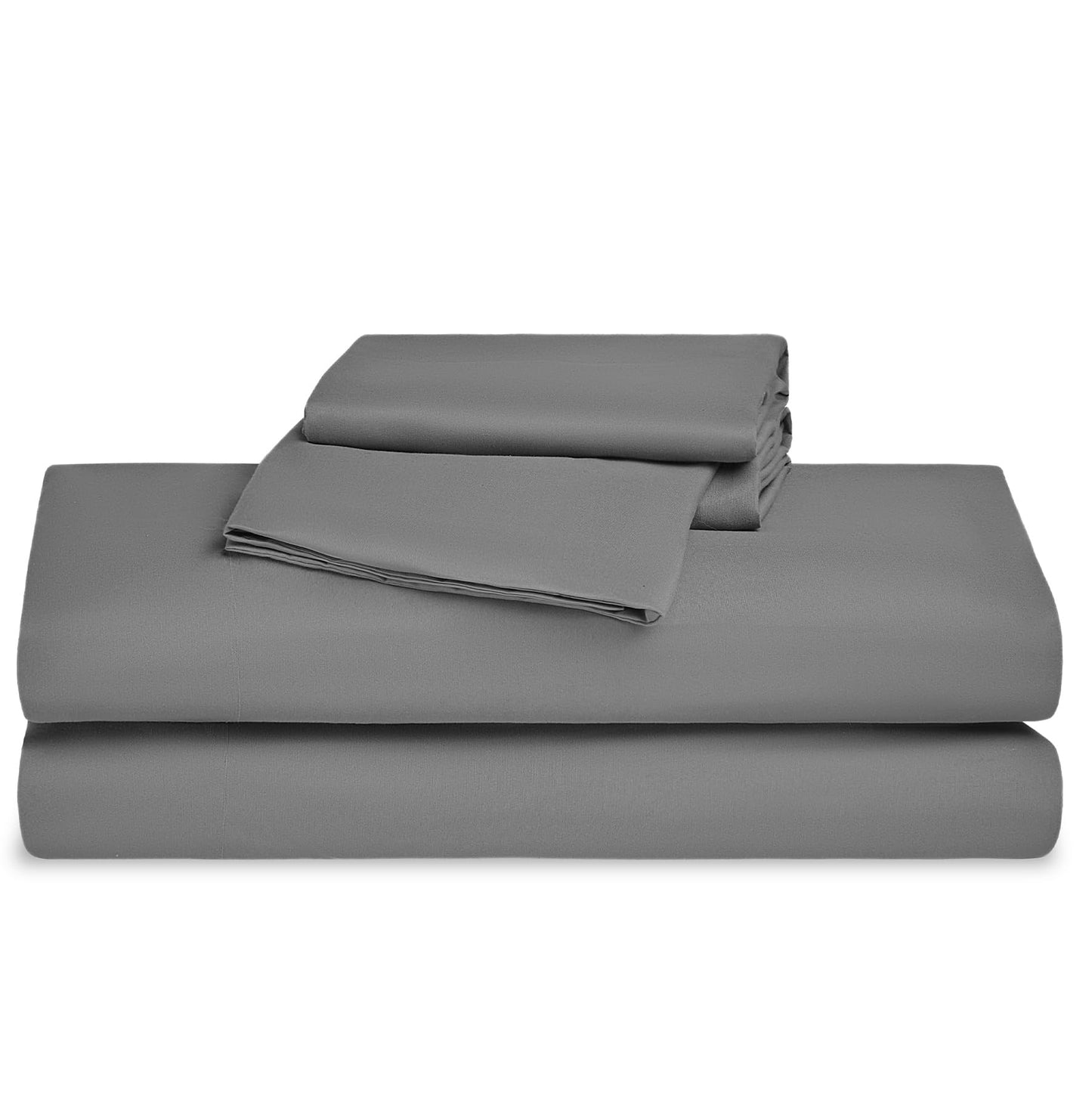 SLEEP ZONE 3 Pieces Bed Sheet Set, Microfiber Bed Sheet Twin XL Size, Soft & Breathable Bedding Sheet Set, Deep Pocket Fitted Sheet, Flat Sheet and Pillowcase (Grey. Twin XL)