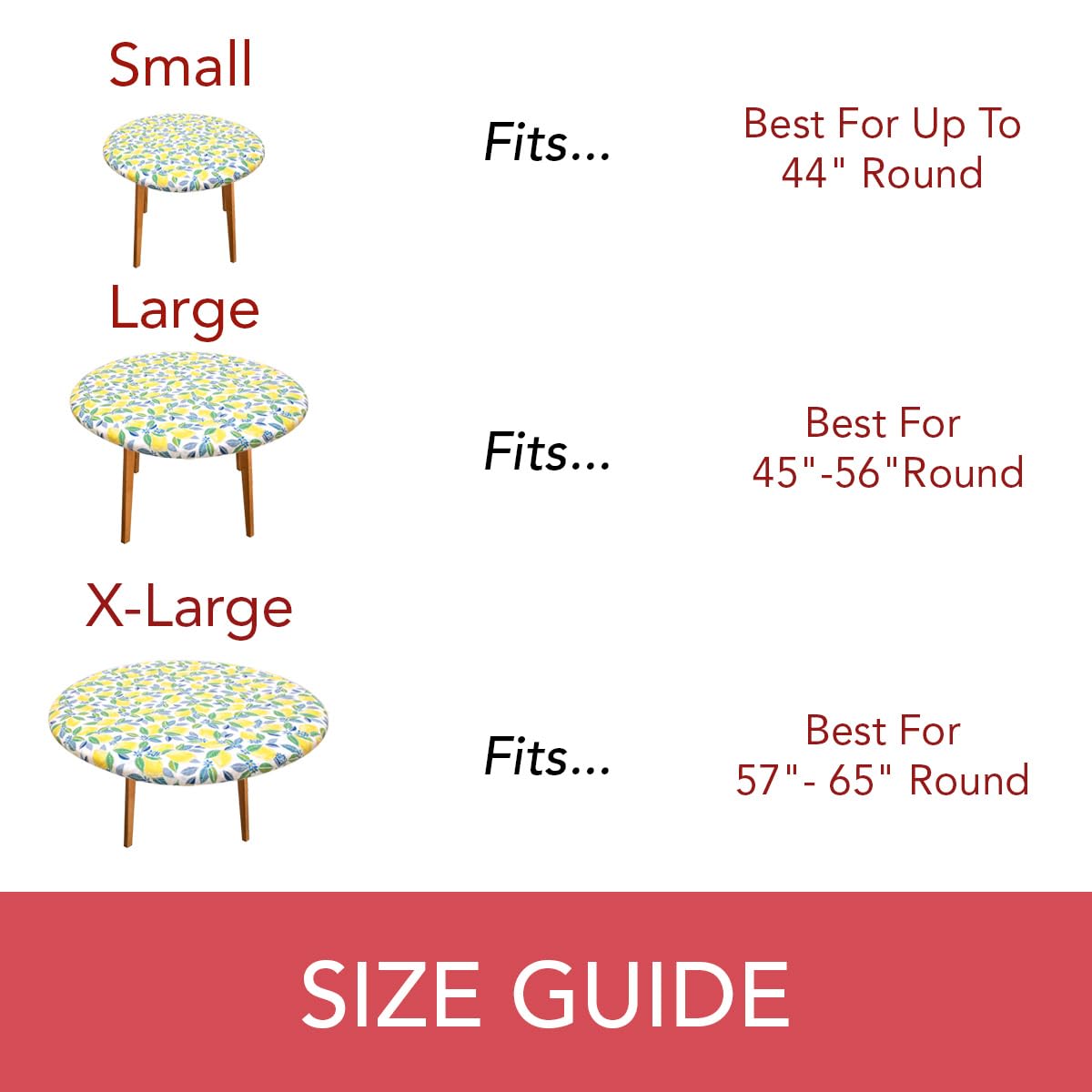 Covers For The Home Deluxe Elastic Edged Flannel Backed Vinyl Fitted Table Cover - Contemporary Lemon Pattern - Extra Large Round Oblong Oval - Fits Tables up to 57" - 65"