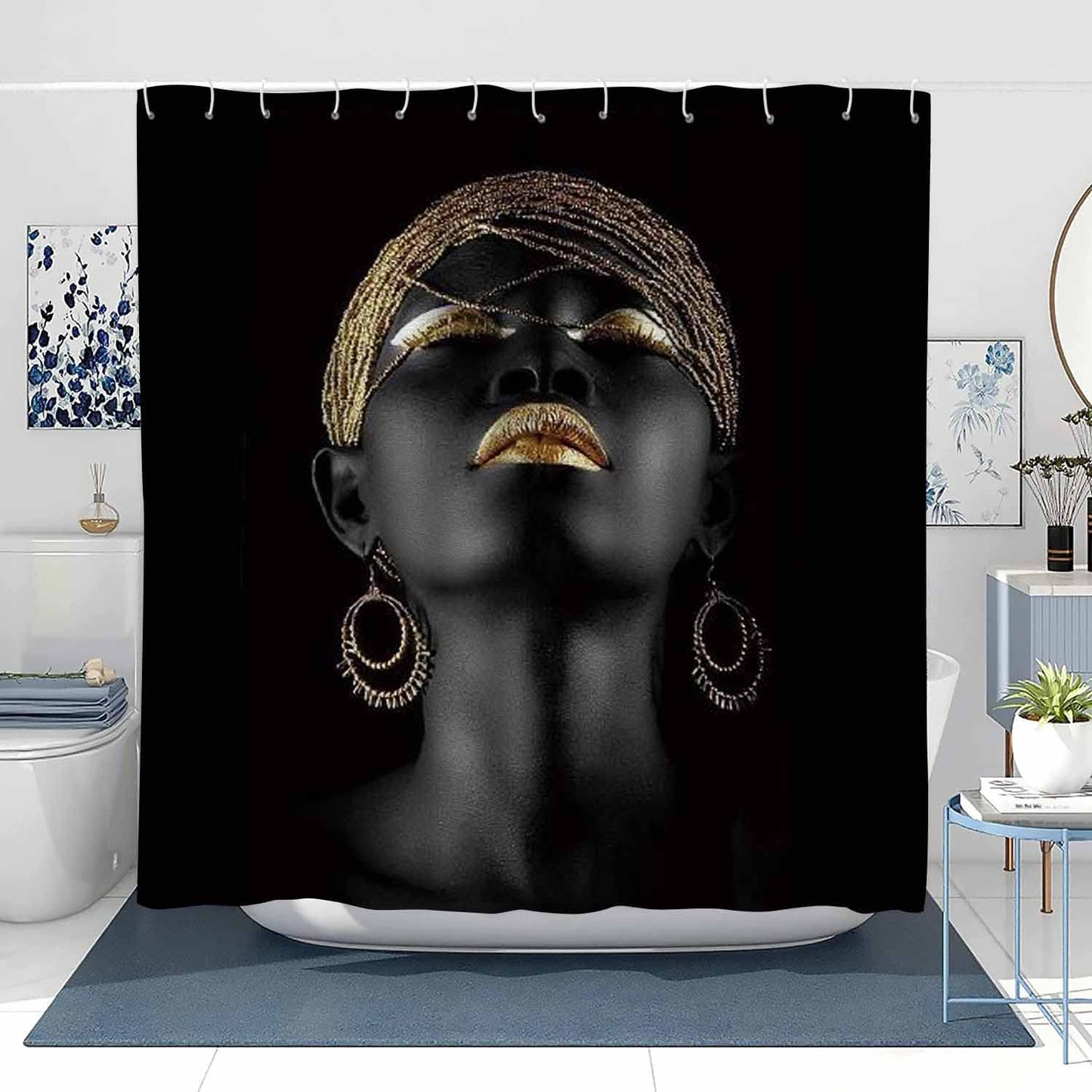 NTETSN African American Shower Curtain 72x78 Inch Black Girl Inspirational Art Boho Bathroom Shower Curtain for Mother’s Day Birthday Women Apartment Dorm Home Decor