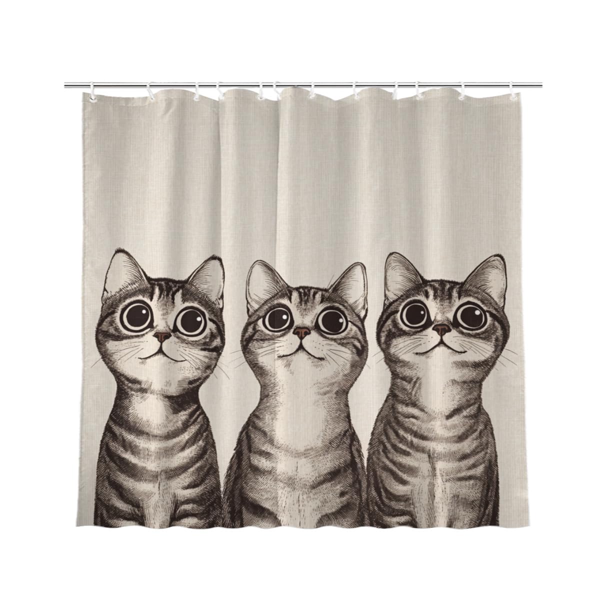 KEEPAEON Funny American Shorthair Bath Shower Curtain, Bathroom Curtain Washable Cloth Kids Shower Curtain Sets with 12 Hooks for Bathroom Decor, 72"x72"