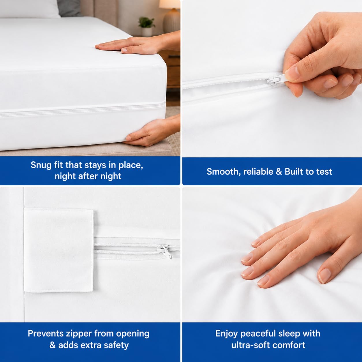 LUX Décor King Zippered Mattress Encasement - Bed Bug Proof, 100% Waterproof Mattress Protector - 14 Inches Deep All Sided Cover, Noiseless - 78X80