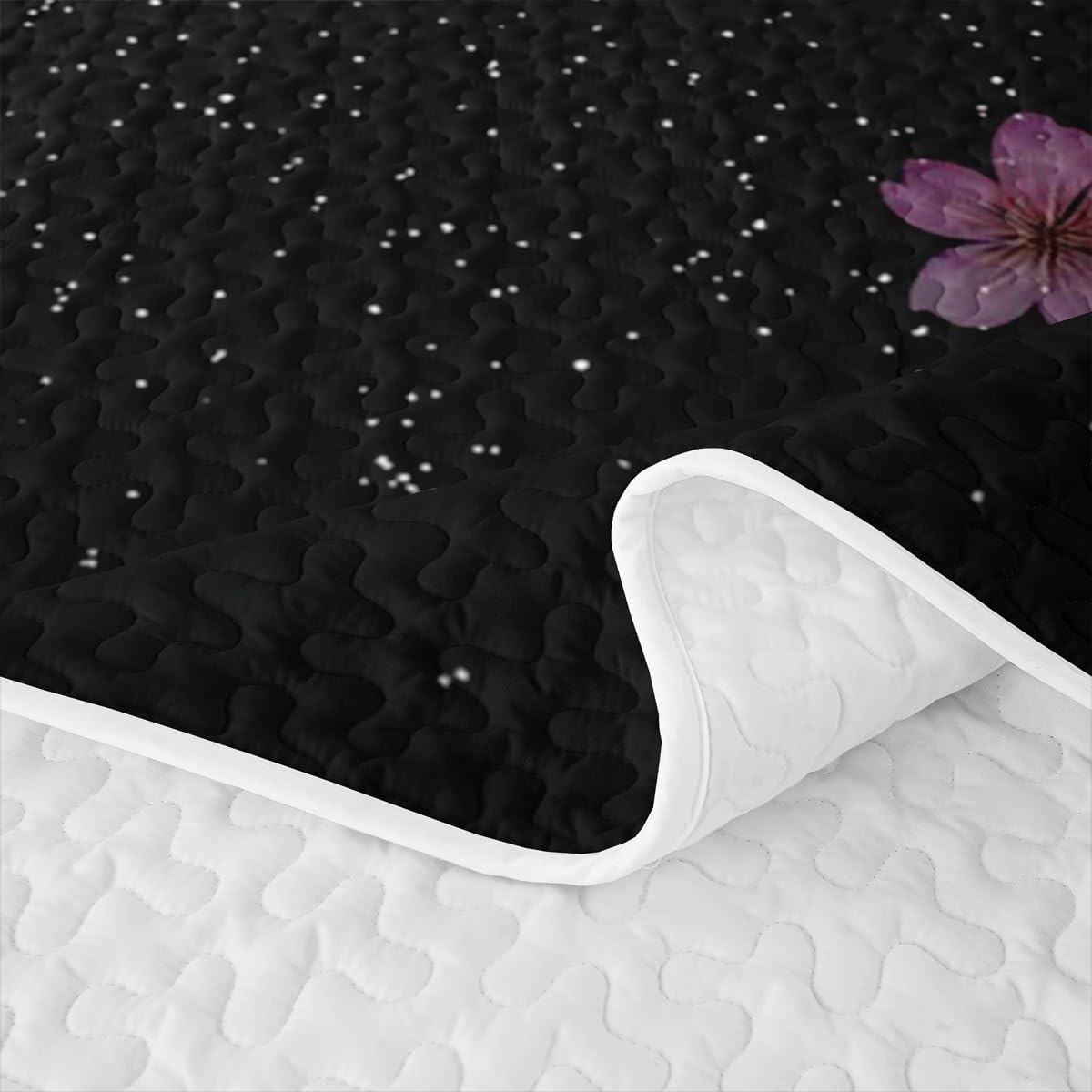 Erosebridal Cherry Blossom Quilt Set Full Pink Flower Quilt Petal Floral Bedding Coverlet Starry Sky Girly Bedspread with 2 Pillowcases