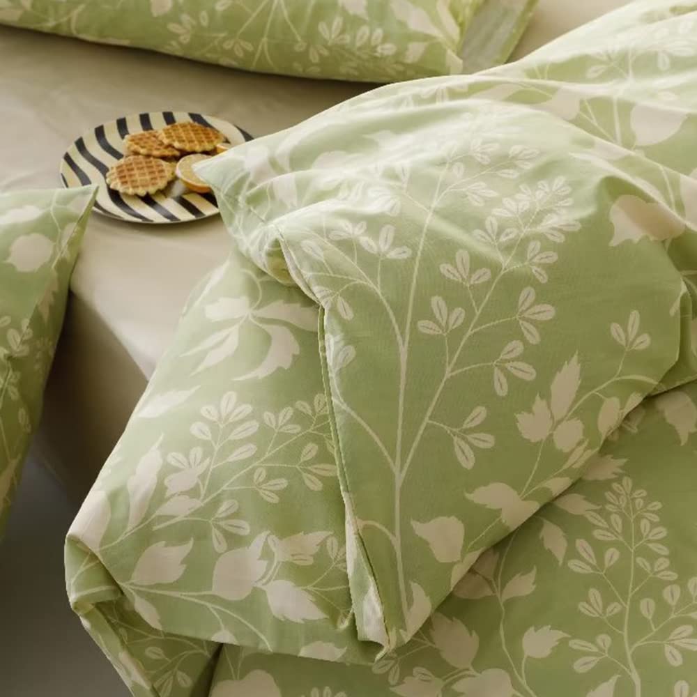 CLOTHKNOW Green Leaves Queen Comforter Set Floral Bedding Comforter Sets Botanical Comforter Soft All Season