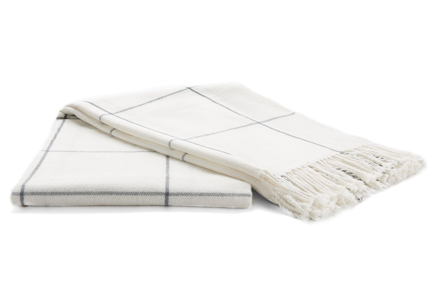 Arus Acrylic Highlands Collection Queen Size Tartan Plaid Design Throw Blanket Off-White, 60x80 inches