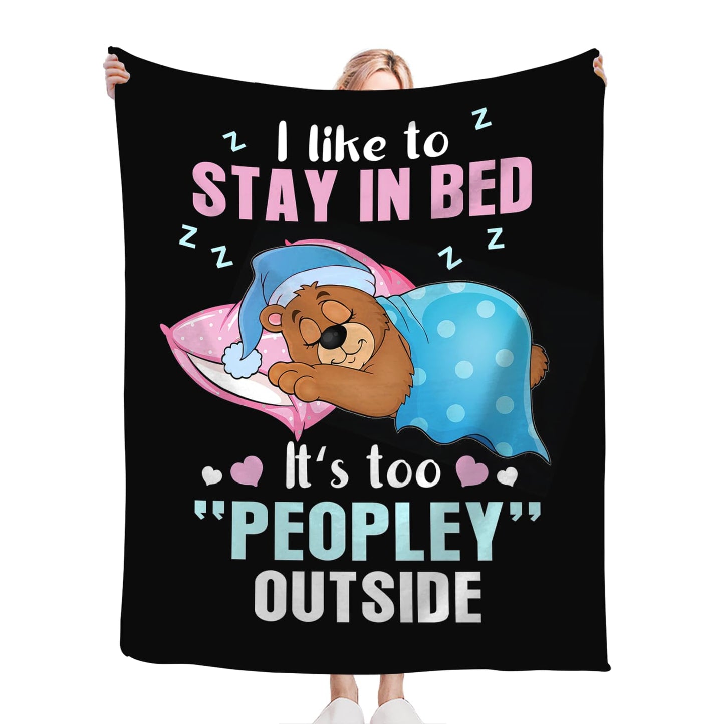 Funny Bear Throw Blanket Bear Gifts for Girls Boys Women Men Kids Adults Soft Flannel Fleece Blanket for Couch Sofa Bed Home Decor 40"x50"