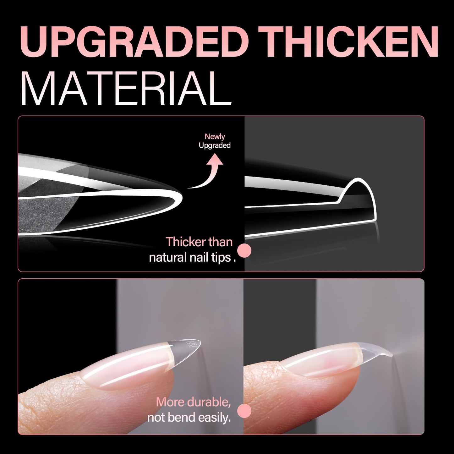 AILLSA Medium Almond Nail Tips - 240pcs Thickened False Nail Tips Half Matte Nails Tips, Fake Nails Nail Extension for Manicure