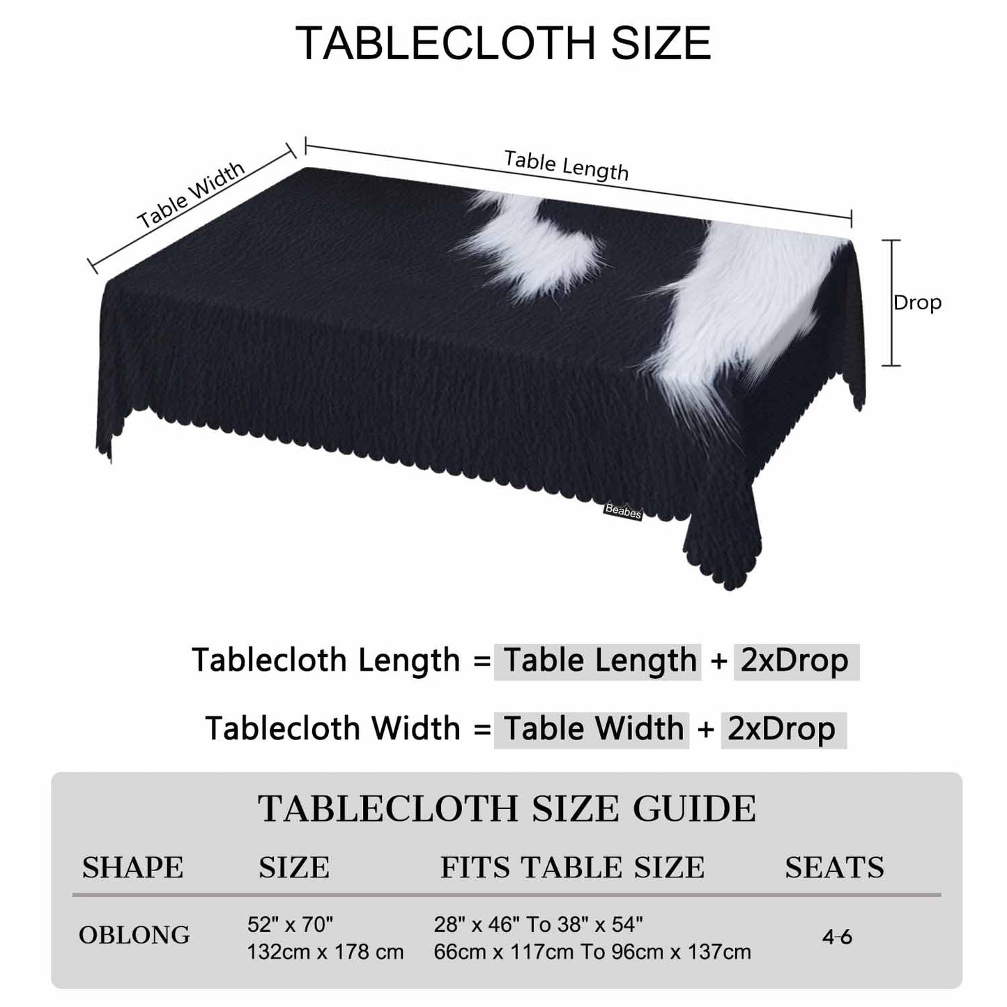 Beabes Cow Print Table Covers Farm Cattle Cowhide Cow Spots Heavy Weight Tablecloth Picnic Table Cloth for Kitchen Dinning Tabletop Outdoor BBQ Buffet Rectangle 52x70 Inch