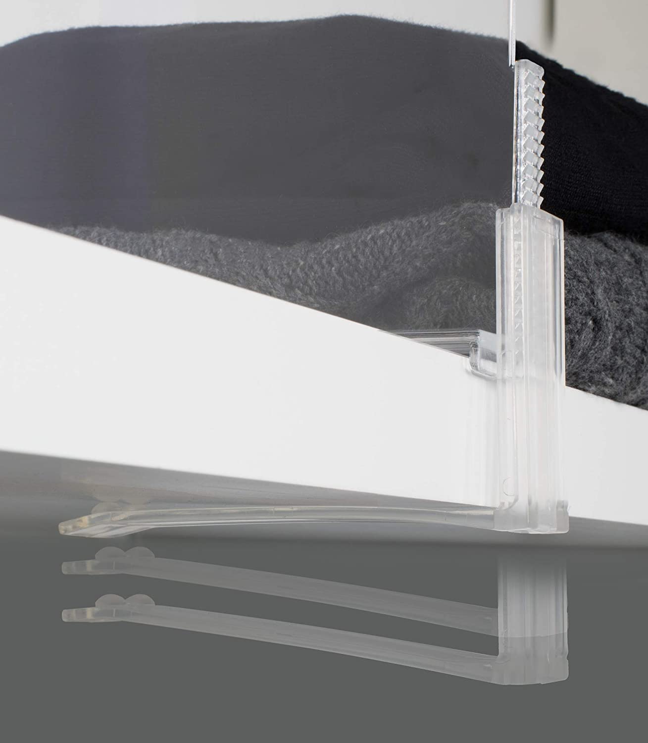 Richards Homewares Acrylic Shelf Dividers - Purse, Sweaters Organizer for Closet - Clear Separators Closet Shelf Organizer - 4 Pack Adjustable up to 2.5” Thick
