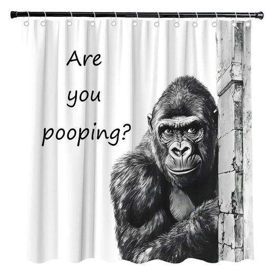 XHGMGS Funny Gorilla Shower Curtain Black and White Monkey,70" Wx70 H