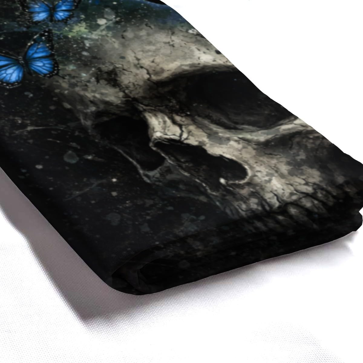 InkRain Gothic Blue Butterfly Skull Shower Curtain 70x84 Inch Black Fantasy Art Bathroom Decor Waterproof Fabric Includes 12 Hooks