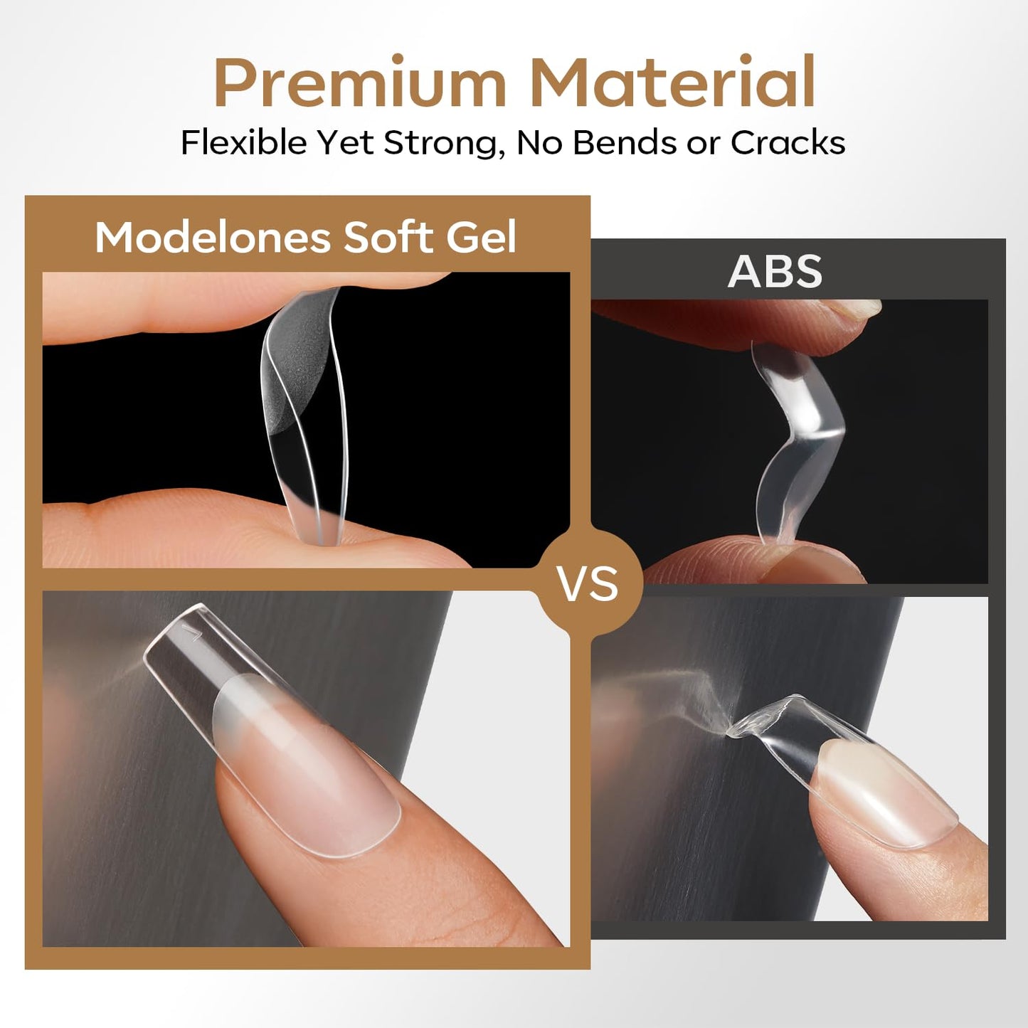 modelones Medium Square Gel Nail Tips, 360pcs Pre-etched Clear Fake Nails Press On Full Cover Half Matte 15 Sizes Acrylic Gel Tips for Extension Salon