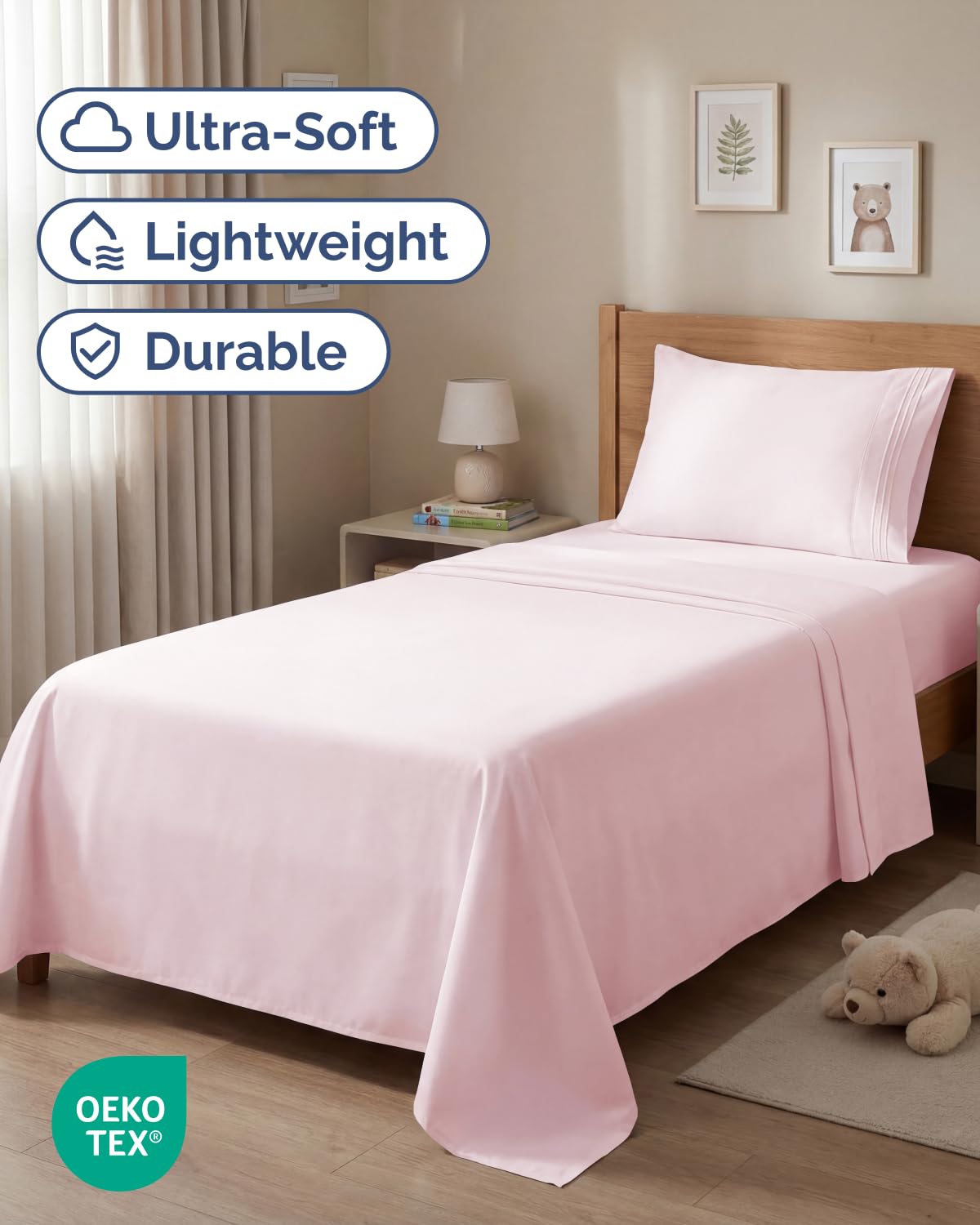 Twin Size 3 Piece Sheet Set - Comfy Breathable & Cooling Sheets - Hotel Luxury Bed Sheets for Women & Men - Deep Pockets, Easy-Fit, Soft & Wrinkle Free Sheets - Lavender Pink Oeko-Tex Bed Sheet Set