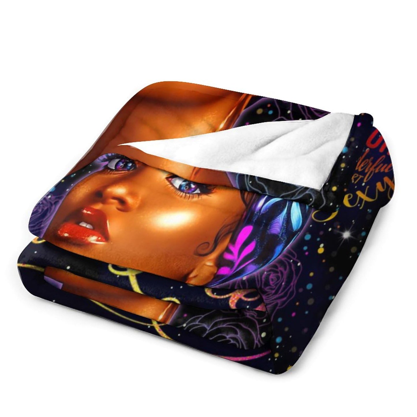 African American Woman Bedding Fleece Throw Blanket, Beautiful Cute Black Grils Inspirational Quotes All Season Flannel Soft Warm Microplush Lightweight Thermal for Sofa Bed Bedroom 40"x50"