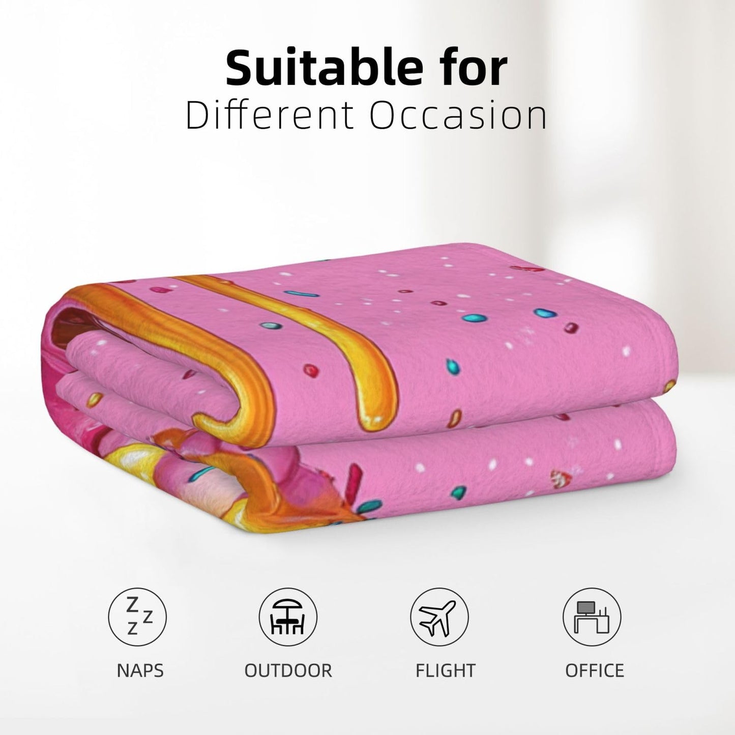 CDSASHCA Flannel Fleece Blanket,Dessert Dreams,Colorful Ice Cream Pattern, Cozy for Sweet Tooth Lovers, Machine-Washable, Cheerful Kitchen Accessory,Light and Warm,Gifts for Classmate 30X40 inch