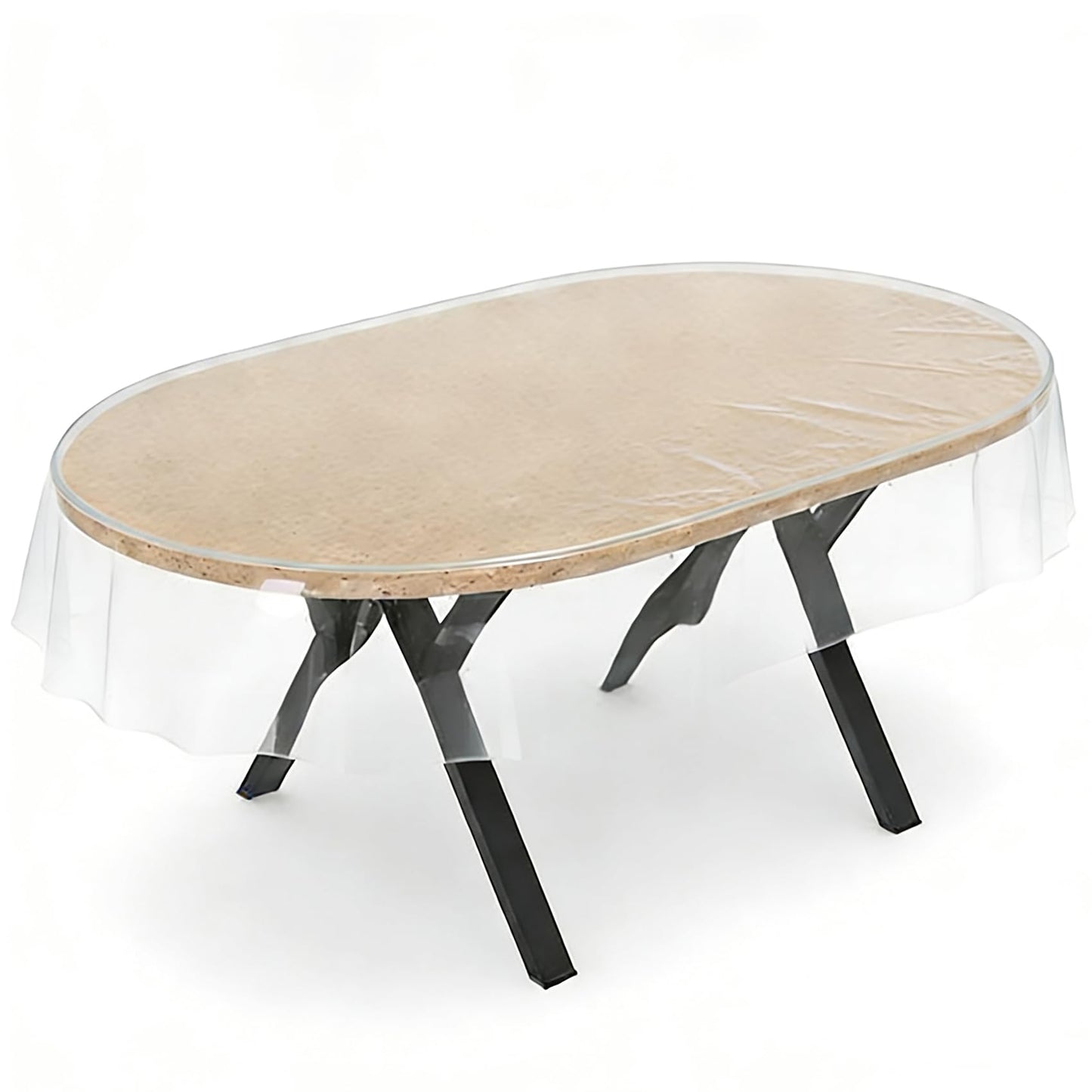 Clear Oval Table Cover Protector 60 x 90 Inches Plastic Tablecloth Transparent Cloth for 4~6 Seats Chairs Table Protect Vinyl Waterproof